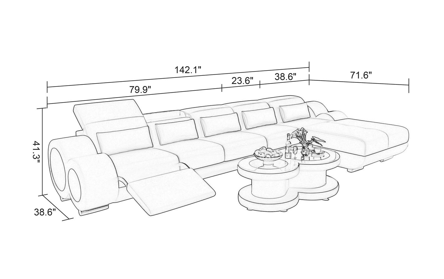 Jubilee - Aetius Small Modern Right Hand Facing Sectional with Recliner