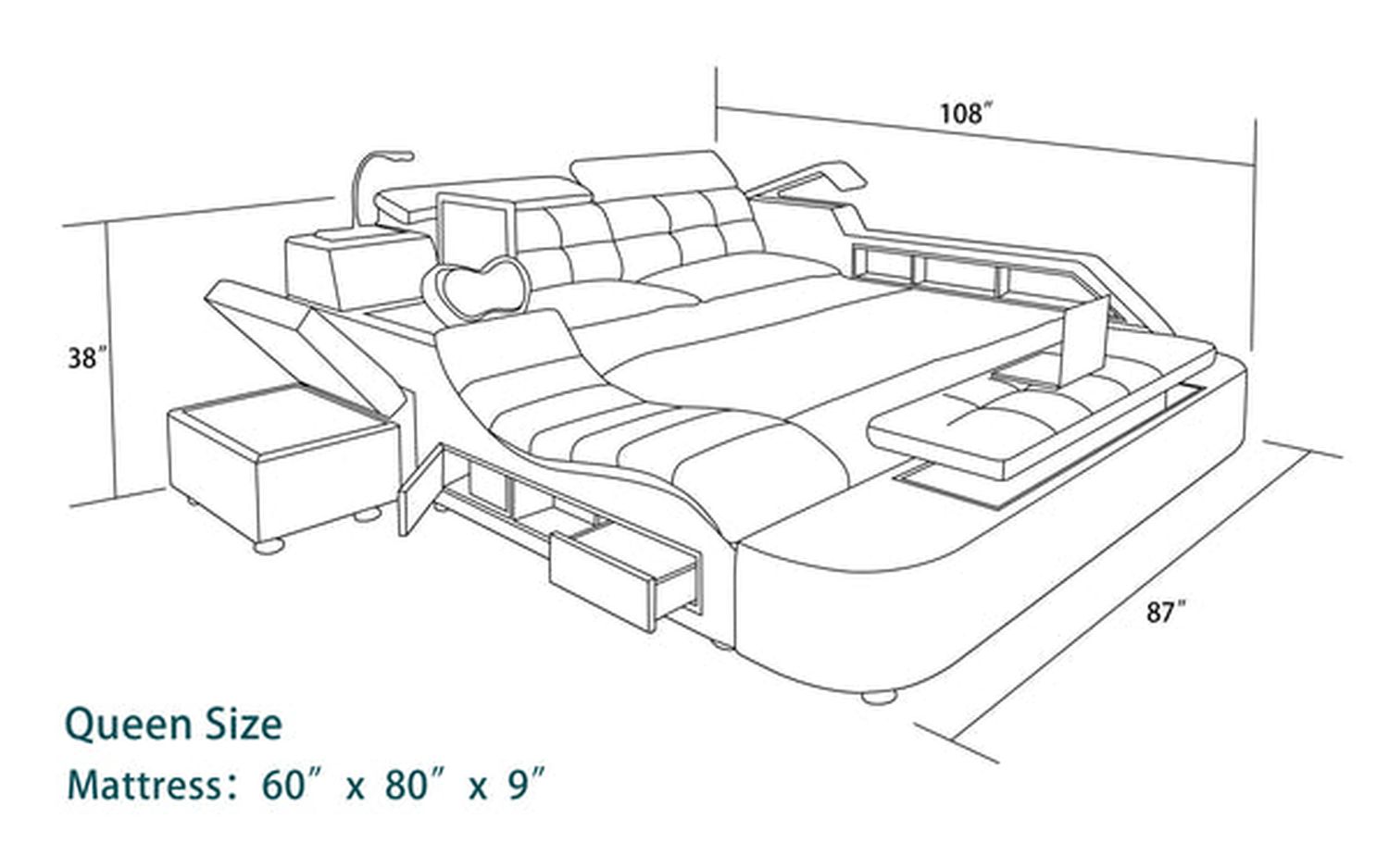 Jubilee - Raven Modern Multifunctional Smart Right Hand Facing Bed