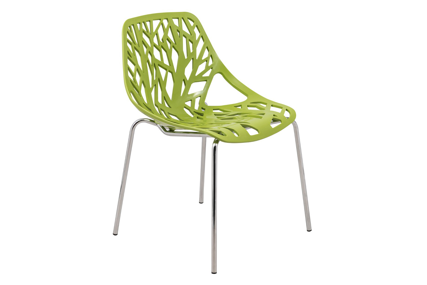LeisureMod Asbury Modern Forest Design Dining Side Chair - Green
