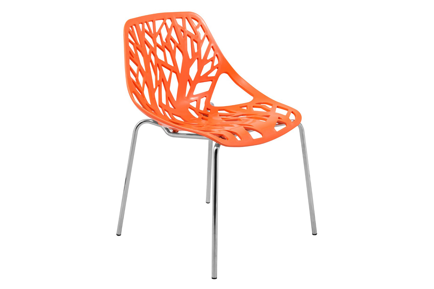 LeisureMod Asbury Modern Forest Design Dining Side Chair - Orange