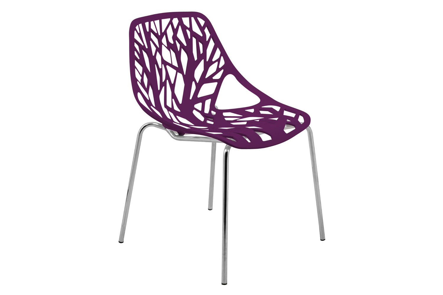LeisureMod Asbury Modern Forest Design Dining Side Chair - Purple