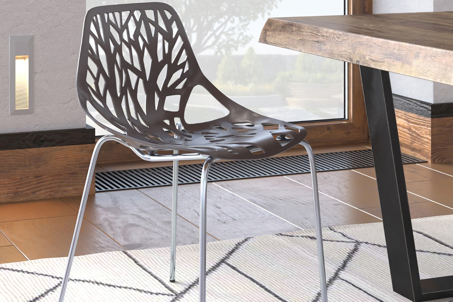 LeisureMod - Asbury Modern Forest Design Dining Side Chair