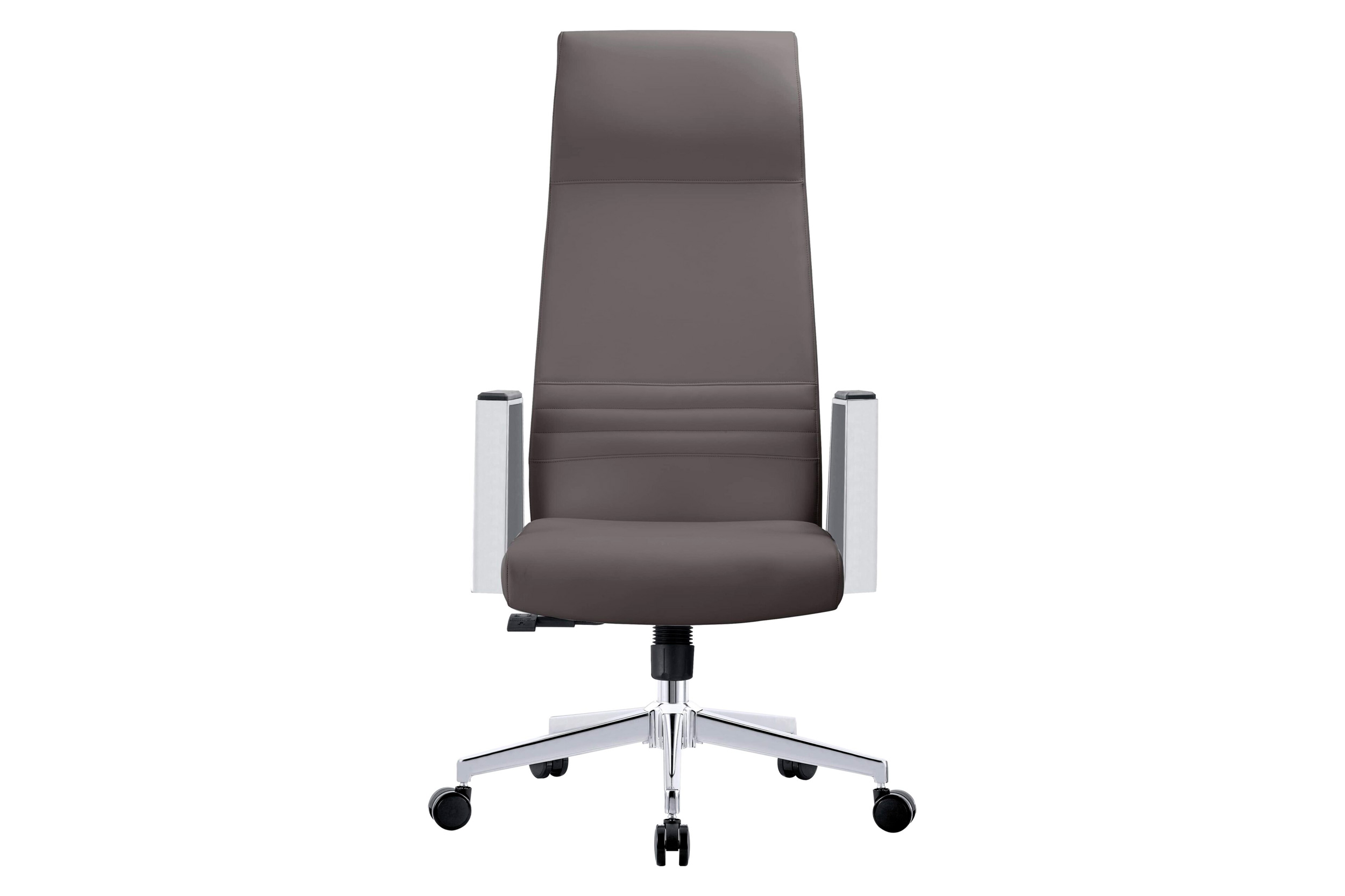 LeisureMod Aleen Modern High-Back Office Chair in Upholstered Leather and Iron Frame - Gray