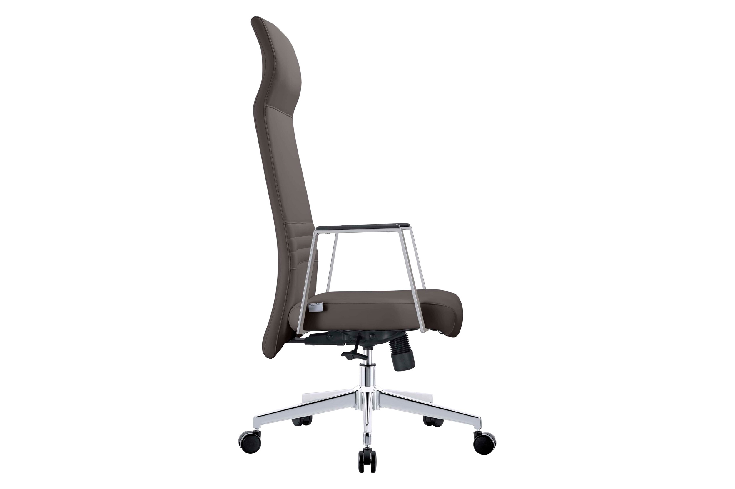 LeisureMod Aleen Modern High-Back Office Chair in Upholstered Leather and Iron Frame - Gray