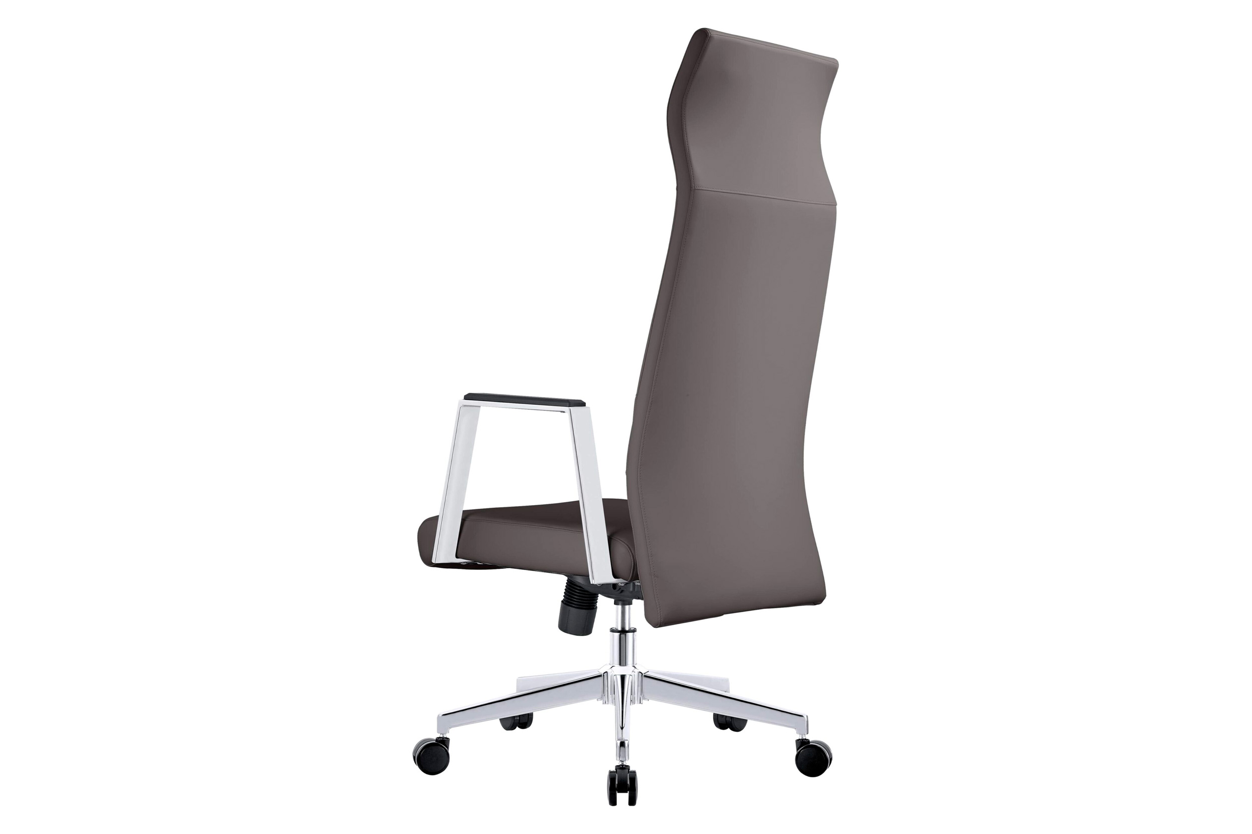 LeisureMod Aleen Modern High-Back Office Chair in Upholstered Leather and Iron Frame - Gray