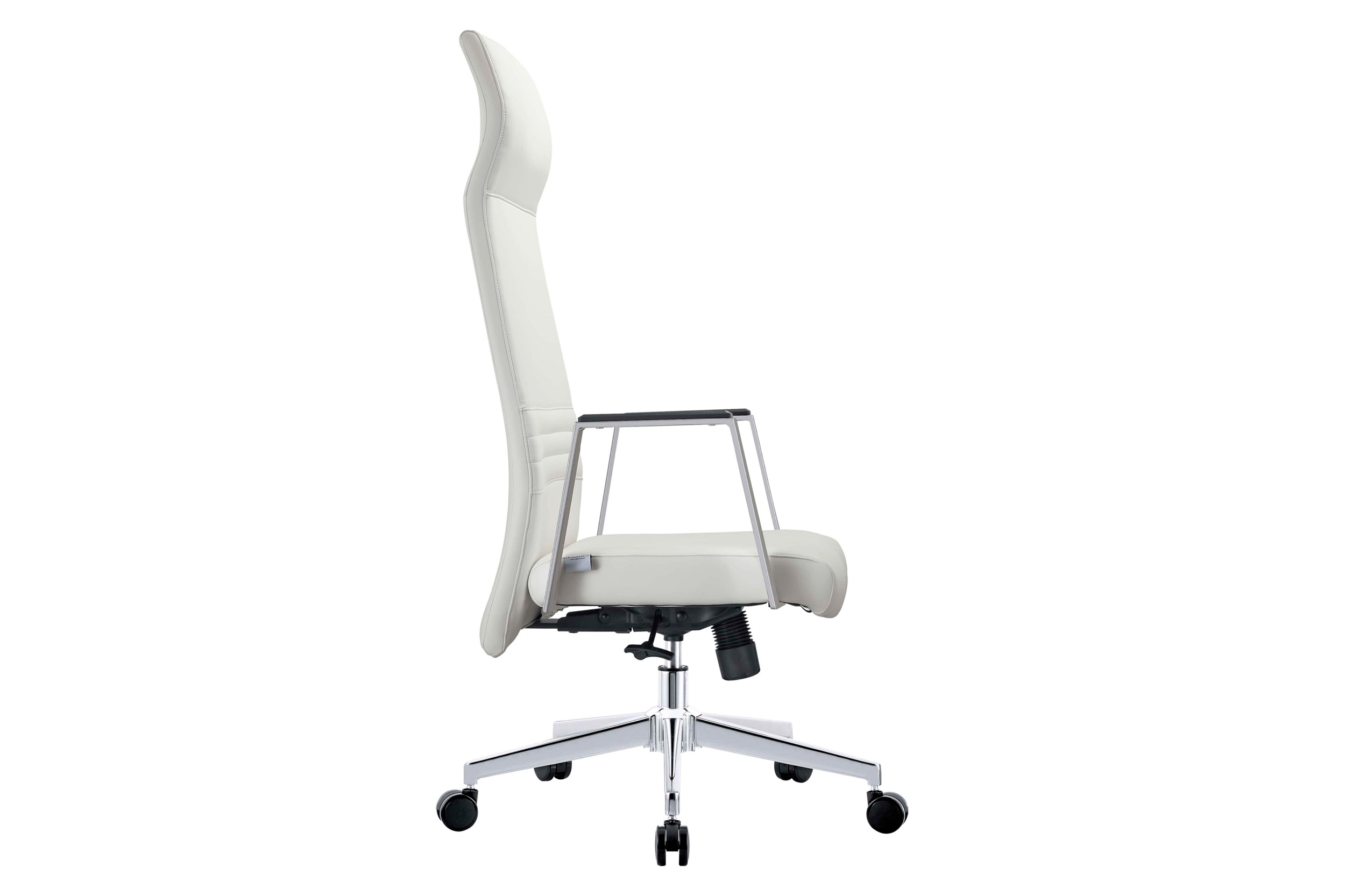LeisureMod Aleen Modern High-Back Office Chair in Upholstered Leather and Iron Frame - White