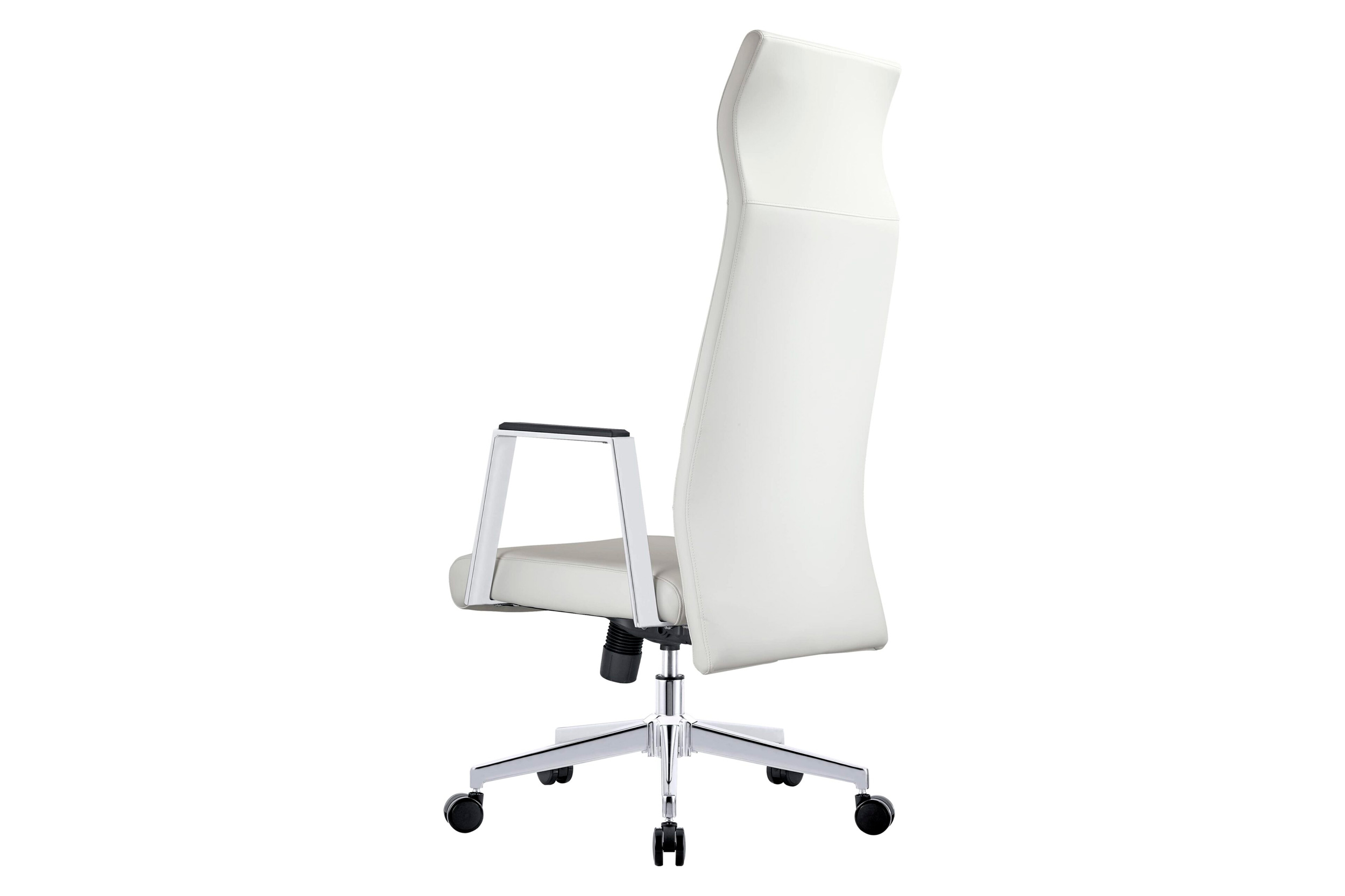 LeisureMod Aleen Modern High-Back Office Chair in Upholstered Leather and Iron Frame - White