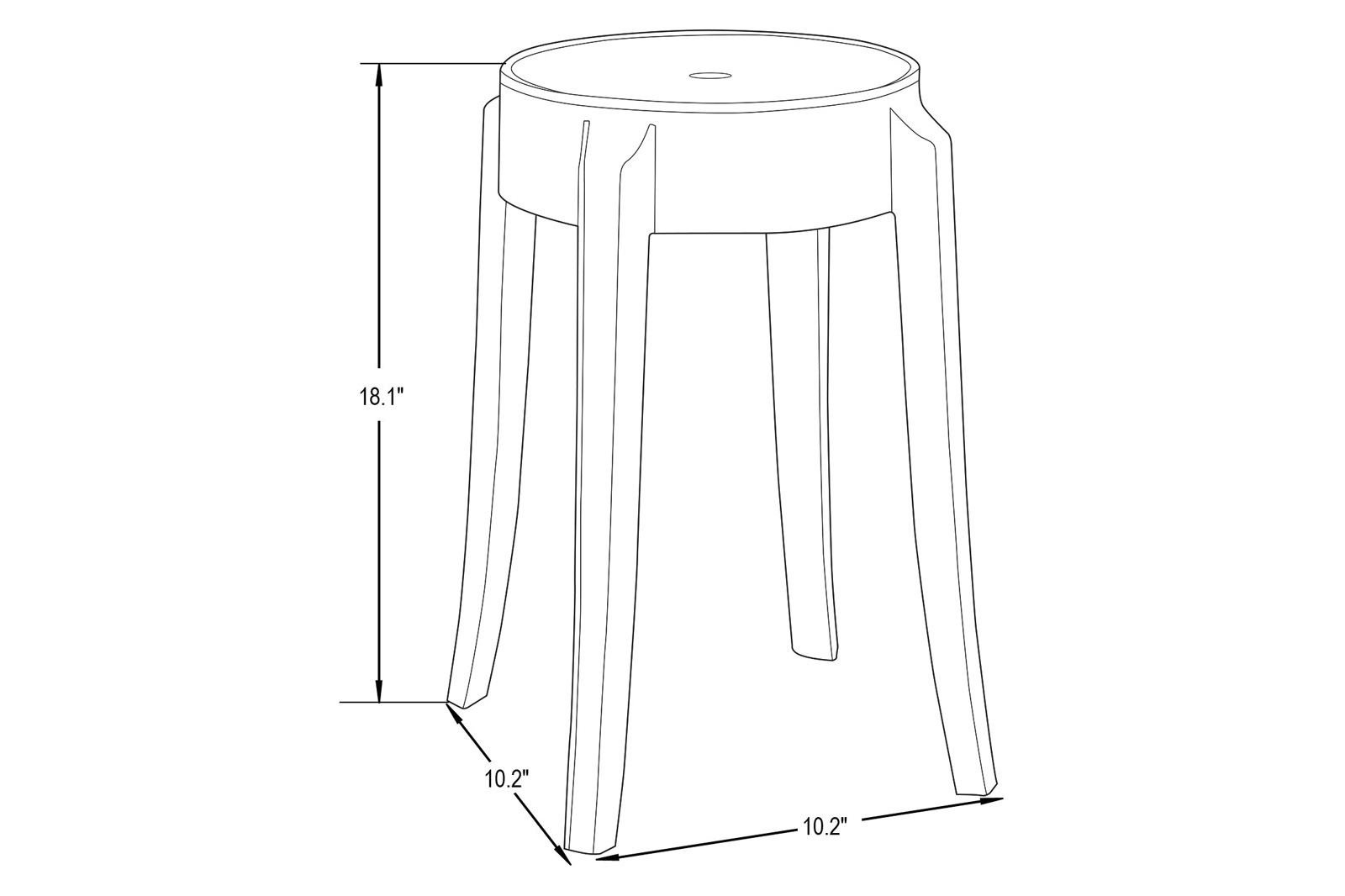 LeisureMod - Averill Modern Plastic Dining Stool With Sturdy Seat And Legs