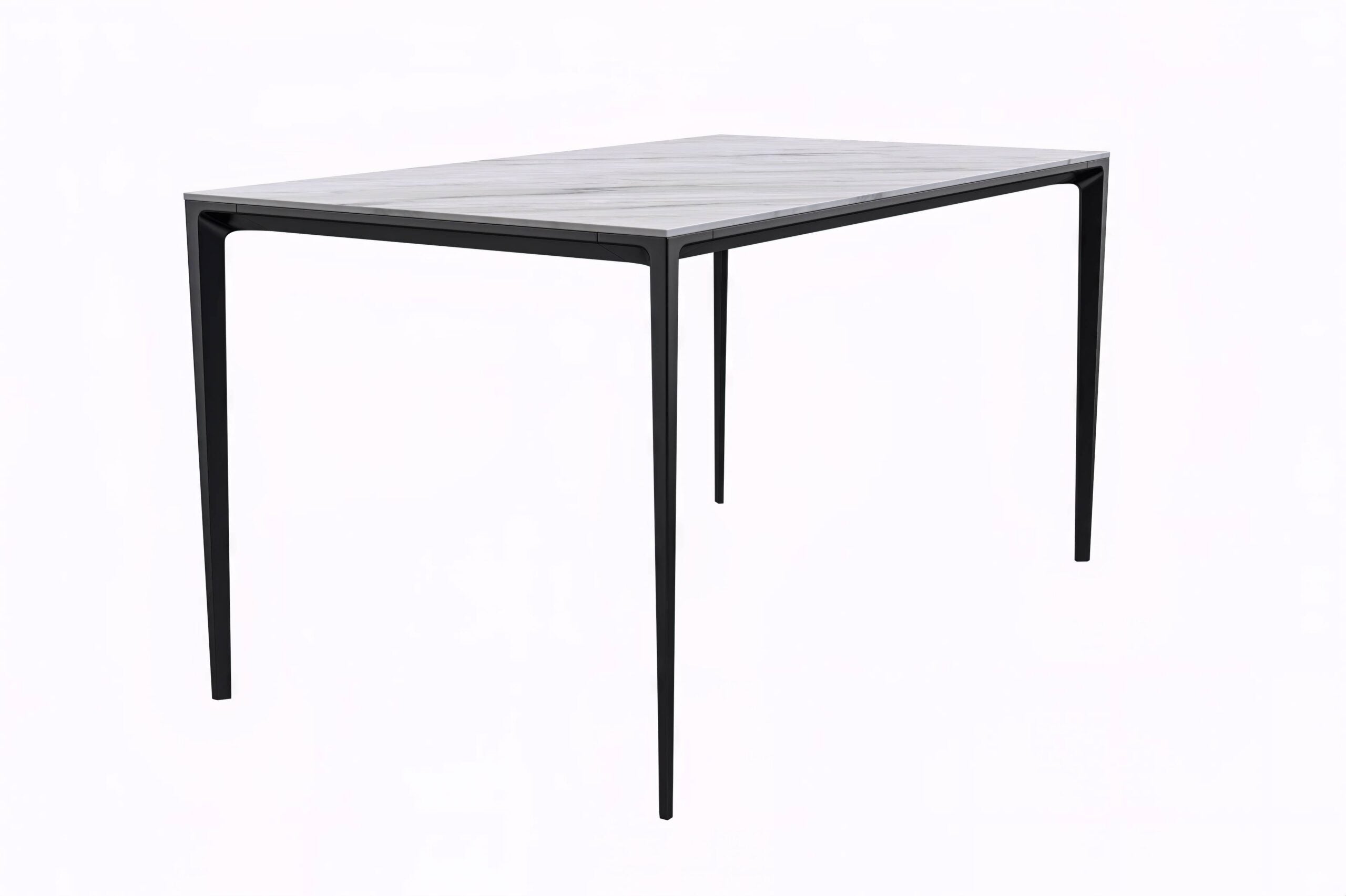 LeisureMod - Avo Modern 55" Rectangular Dining Table with Glass Top and Black Aluminum Legs