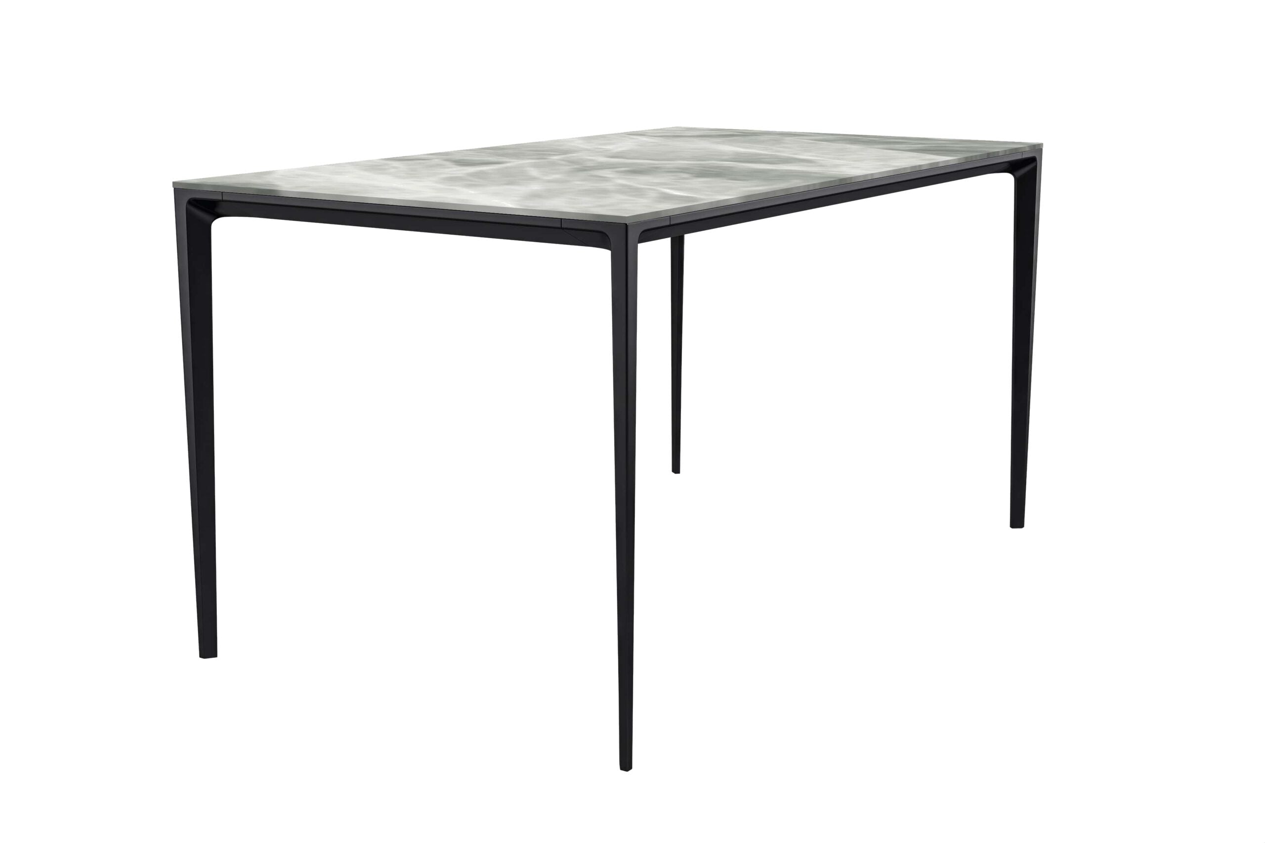 LeisureMod - Avo Modern 55" Rectangular Dining Table with Glass Top and Black Aluminum Legs