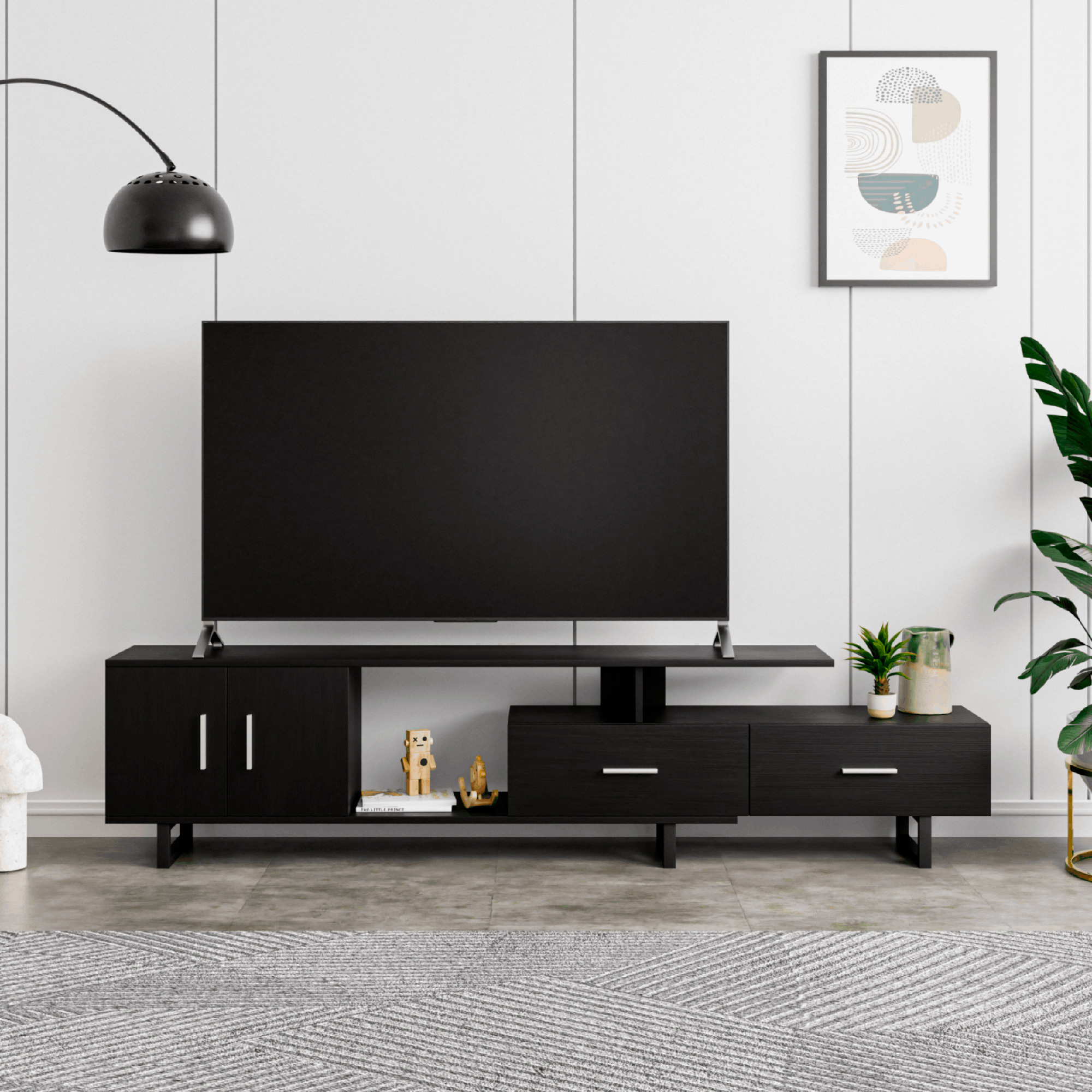LeisureMod - Avery Mid-Century Modern TV Stand with MDF Cabinet