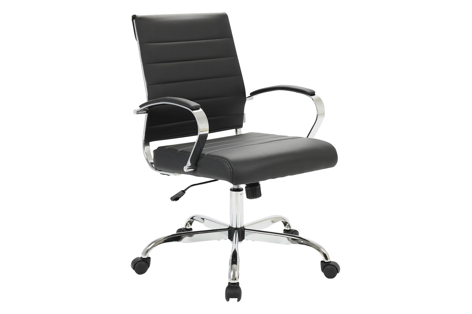 LeisureMod Benmar Home Leather Office Chair with Chrome Frame - Black