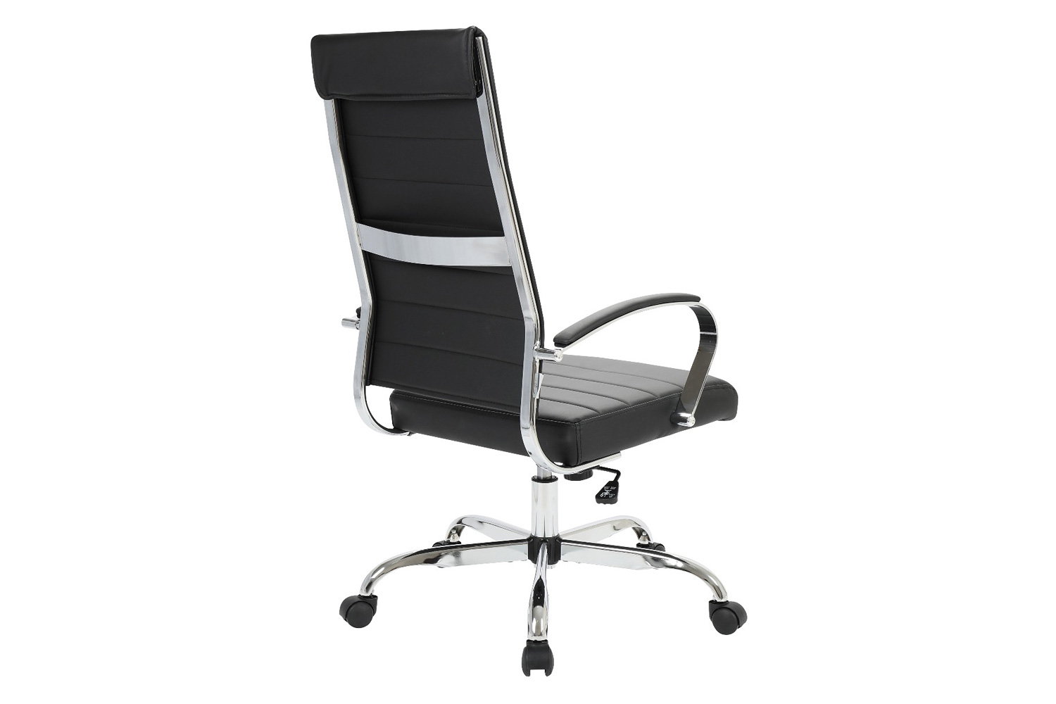 LeisureMod Benmar High-Back Home Leather Office Chair with Chrome Frame - Black