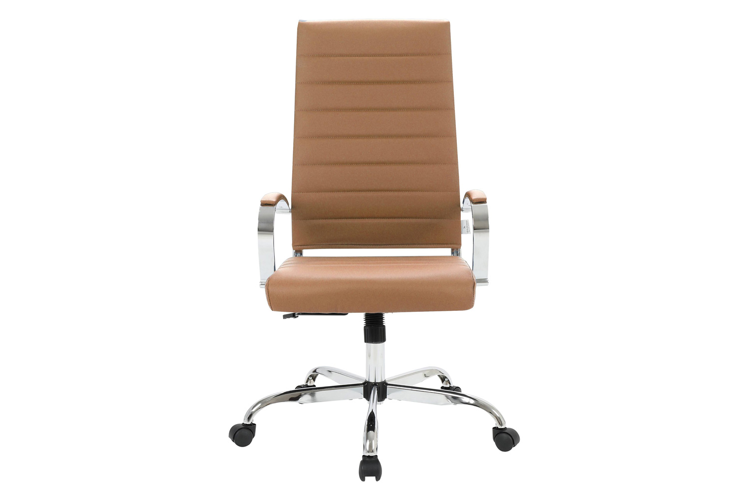 LeisureMod Benmar High-Back Home Leather Office Chair with Chrome Frame - Brown