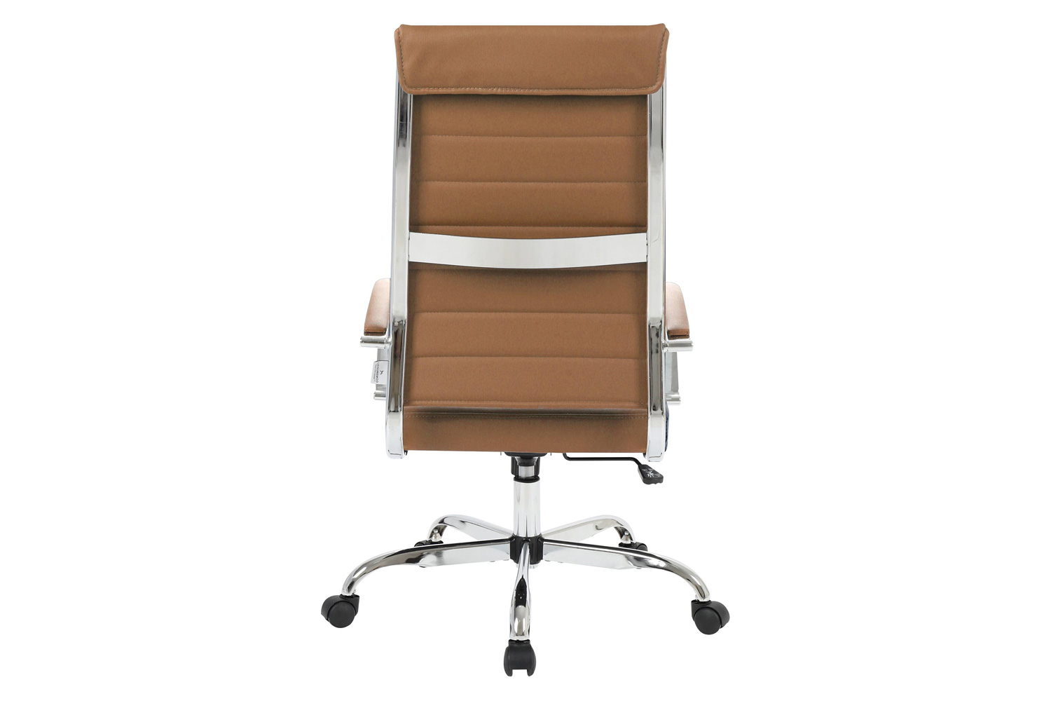 LeisureMod Benmar High-Back Home Leather Office Chair with Chrome Frame - Brown