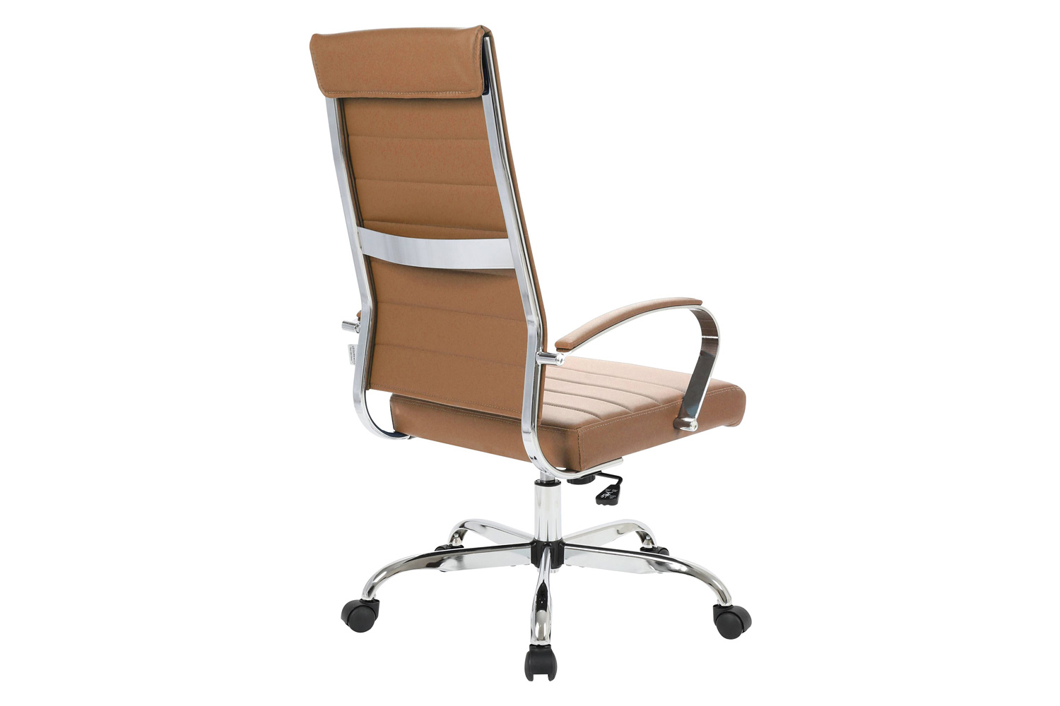 LeisureMod Benmar High-Back Home Leather Office Chair with Chrome Frame - Brown