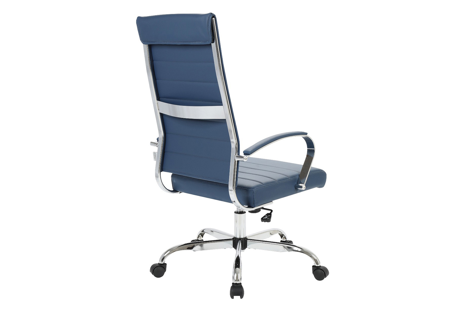 LeisureMod Benmar High-Back Home Leather Office Chair with Chrome Frame - Blue