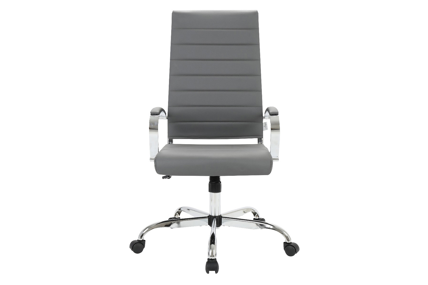 LeisureMod Benmar High-Back Home Leather Office Chair with Chrome Frame - Gray