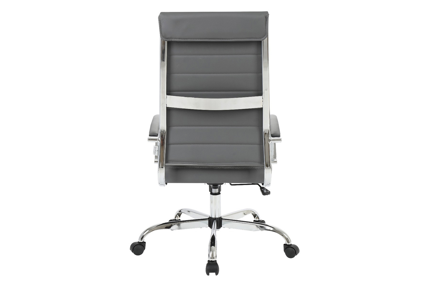 LeisureMod Benmar High-Back Home Leather Office Chair with Chrome Frame - Gray