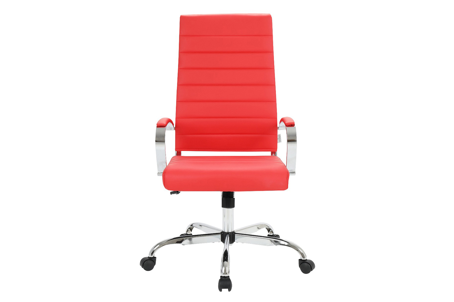 LeisureMod Benmar High-Back Home Leather Office Chair with Chrome Frame - Red