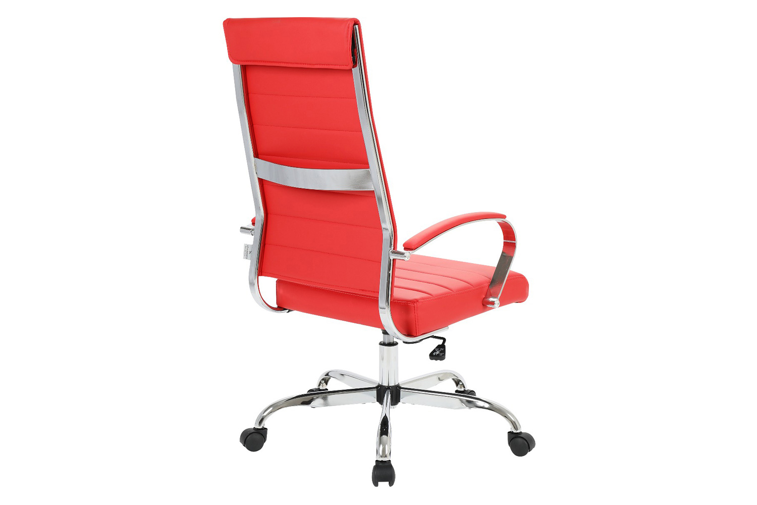 LeisureMod Benmar High-Back Home Leather Office Chair with Chrome Frame - Red