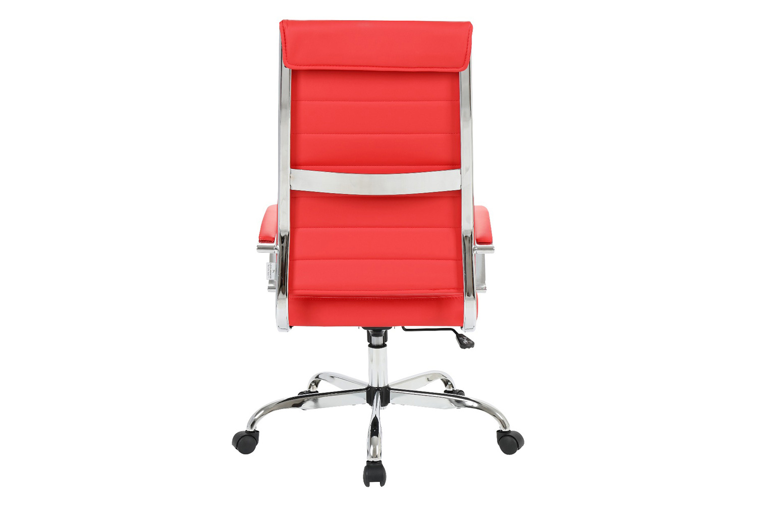 LeisureMod Benmar High-Back Home Leather Office Chair with Chrome Frame - Red