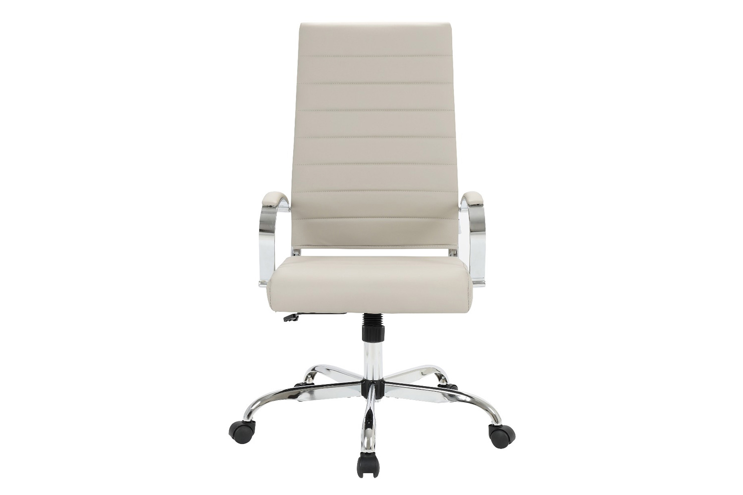 LeisureMod Benmar High-Back Home Leather Office Chair with Chrome Frame - Tan