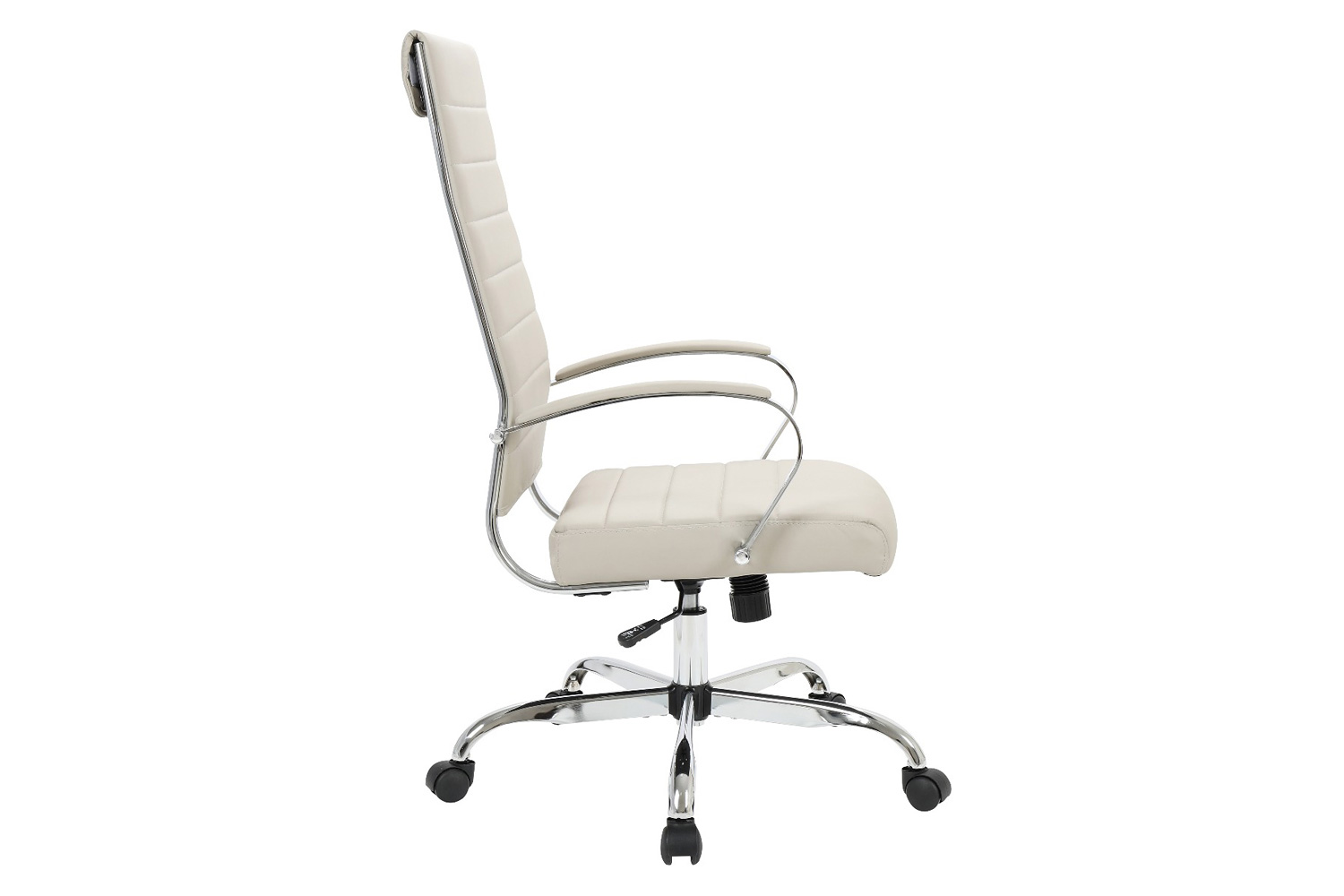 LeisureMod Benmar High-Back Home Leather Office Chair with Chrome Frame - Tan