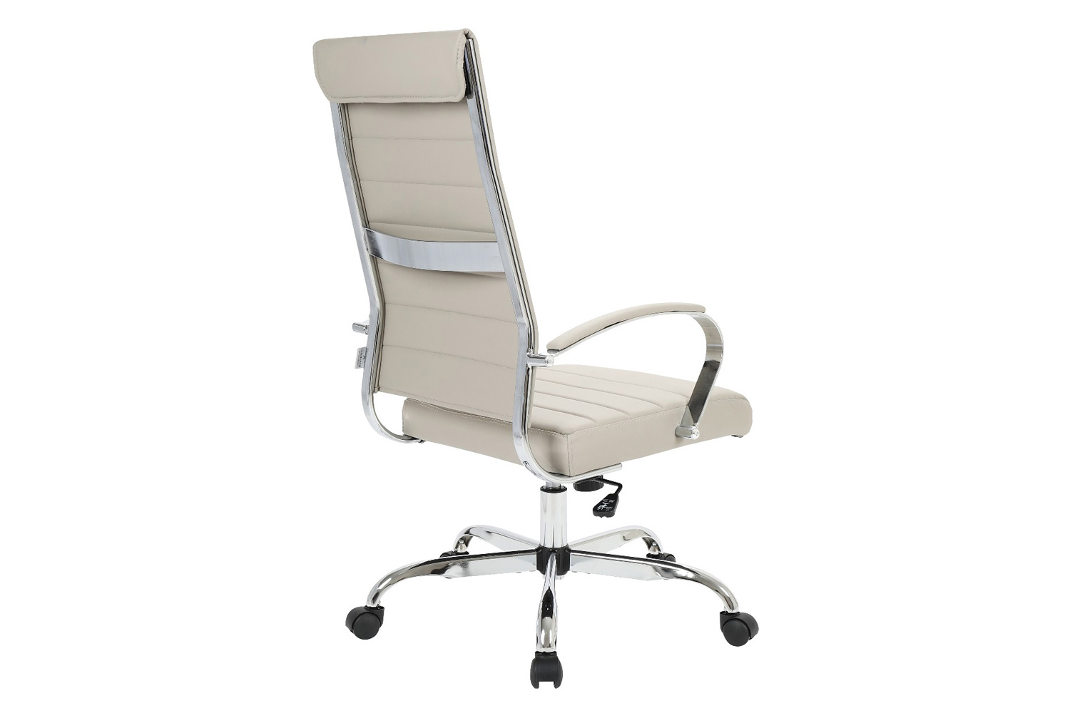 LeisureMod Benmar High-Back Home Leather Office Chair with Chrome Frame - Tan