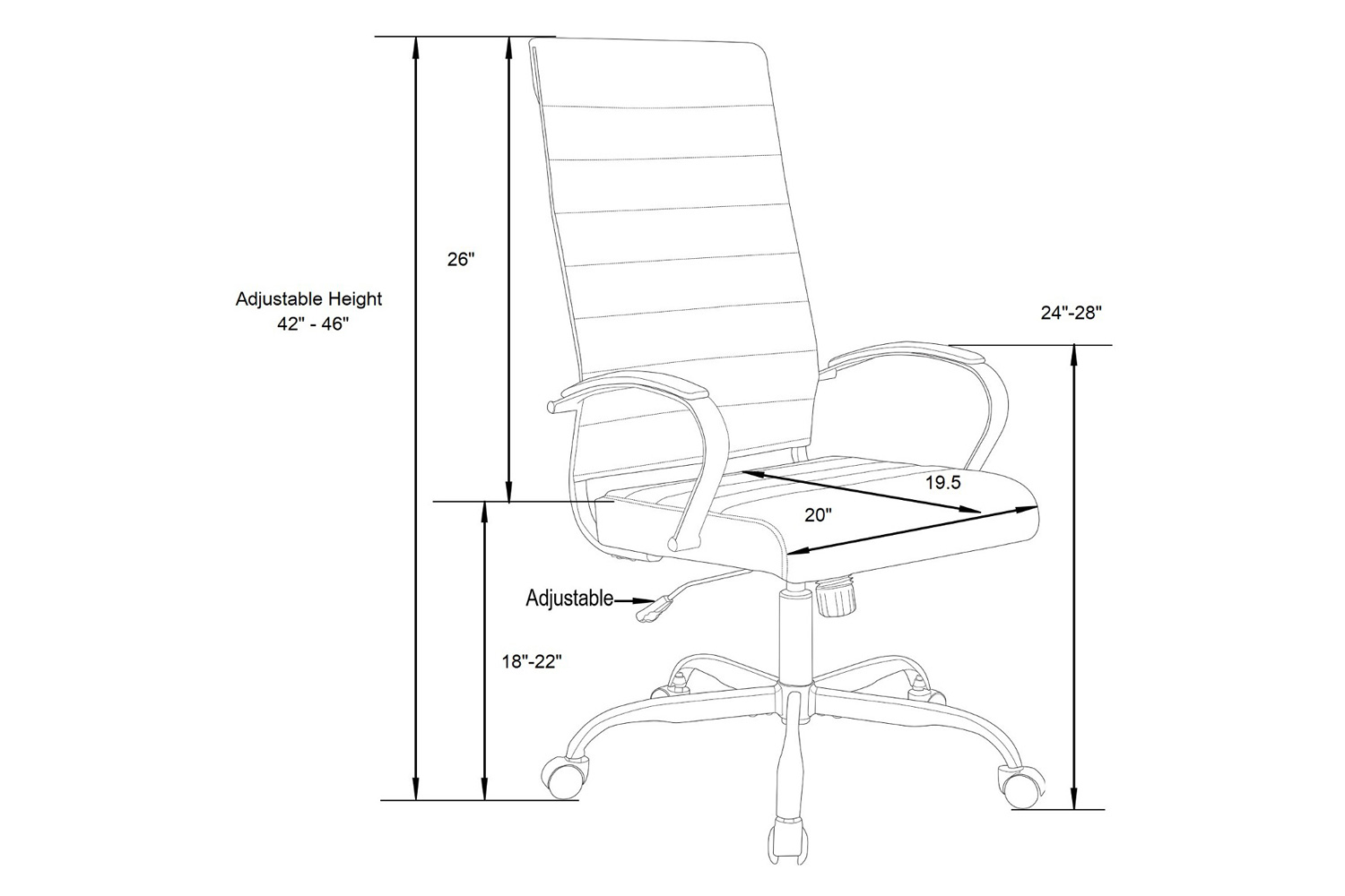 LeisureMod Benmar High-Back Home Leather Office Chair with Chrome Frame - White