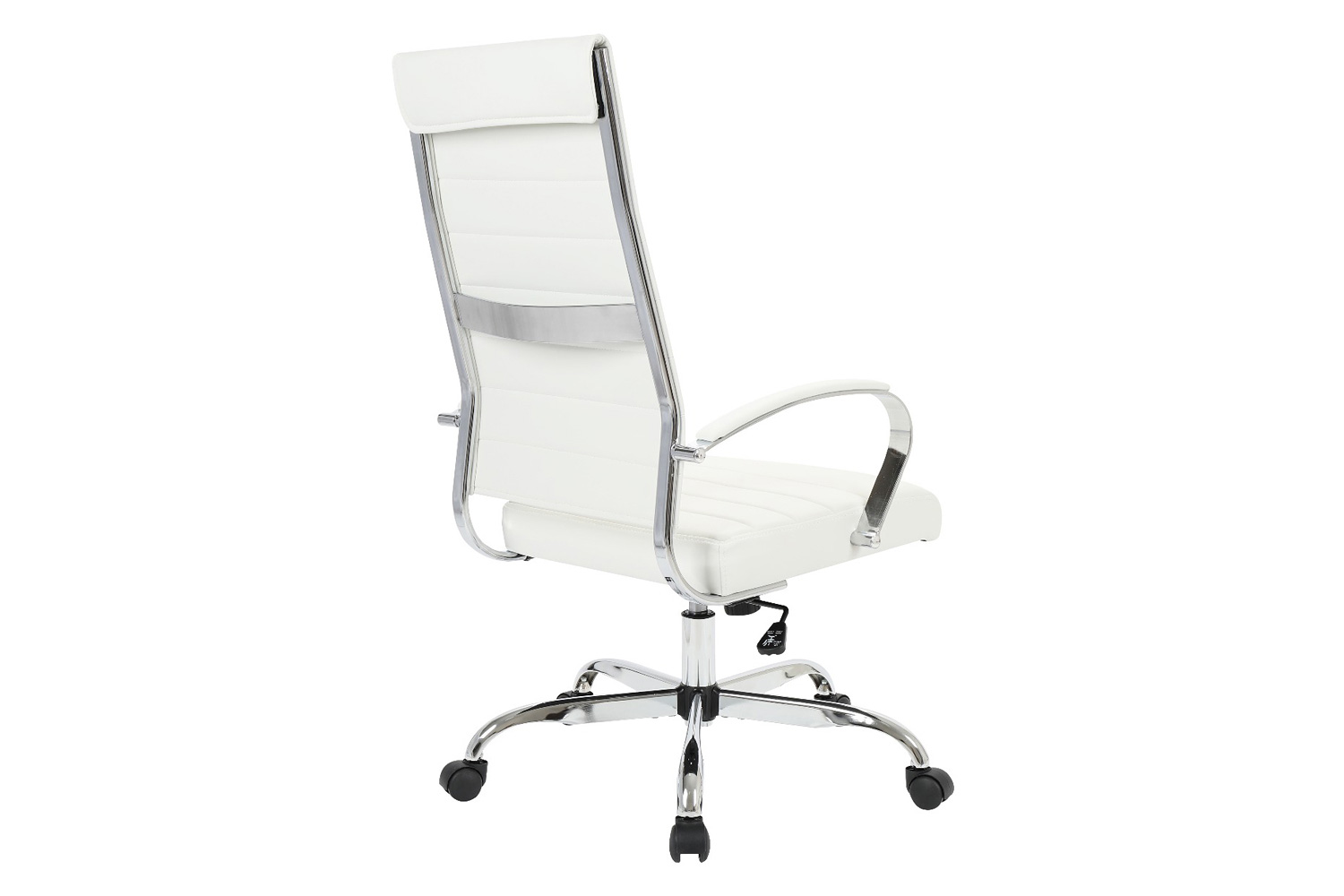 LeisureMod Benmar High-Back Home Leather Office Chair with Chrome Frame - White