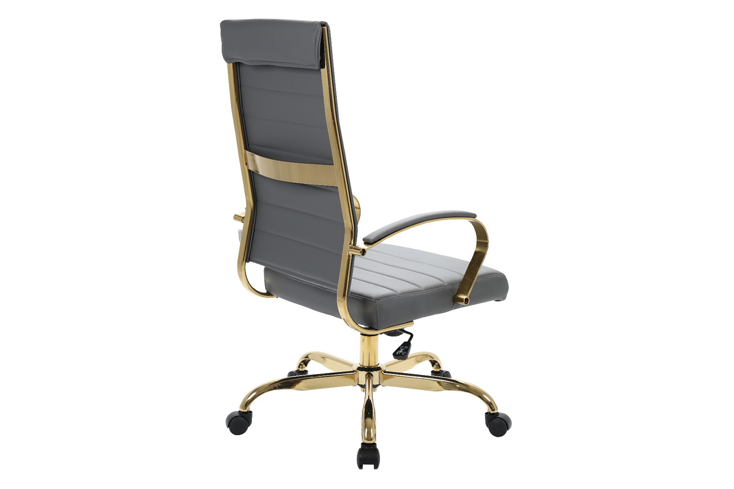 LeisureMod Benmar High-Back Leather Office Chair with Gold Frame - Gray