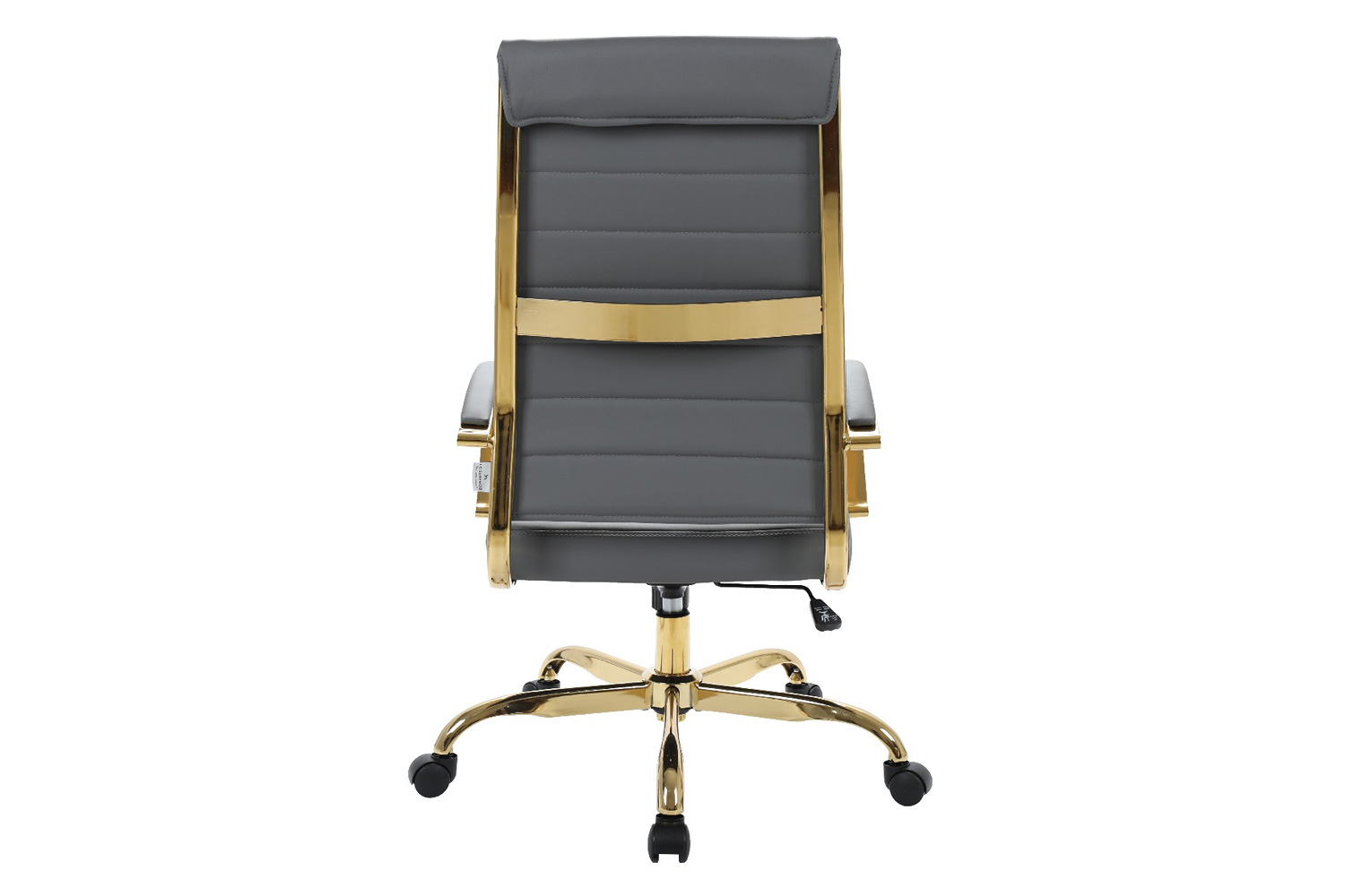 LeisureMod Benmar High-Back Leather Office Chair with Gold Frame - Gray
