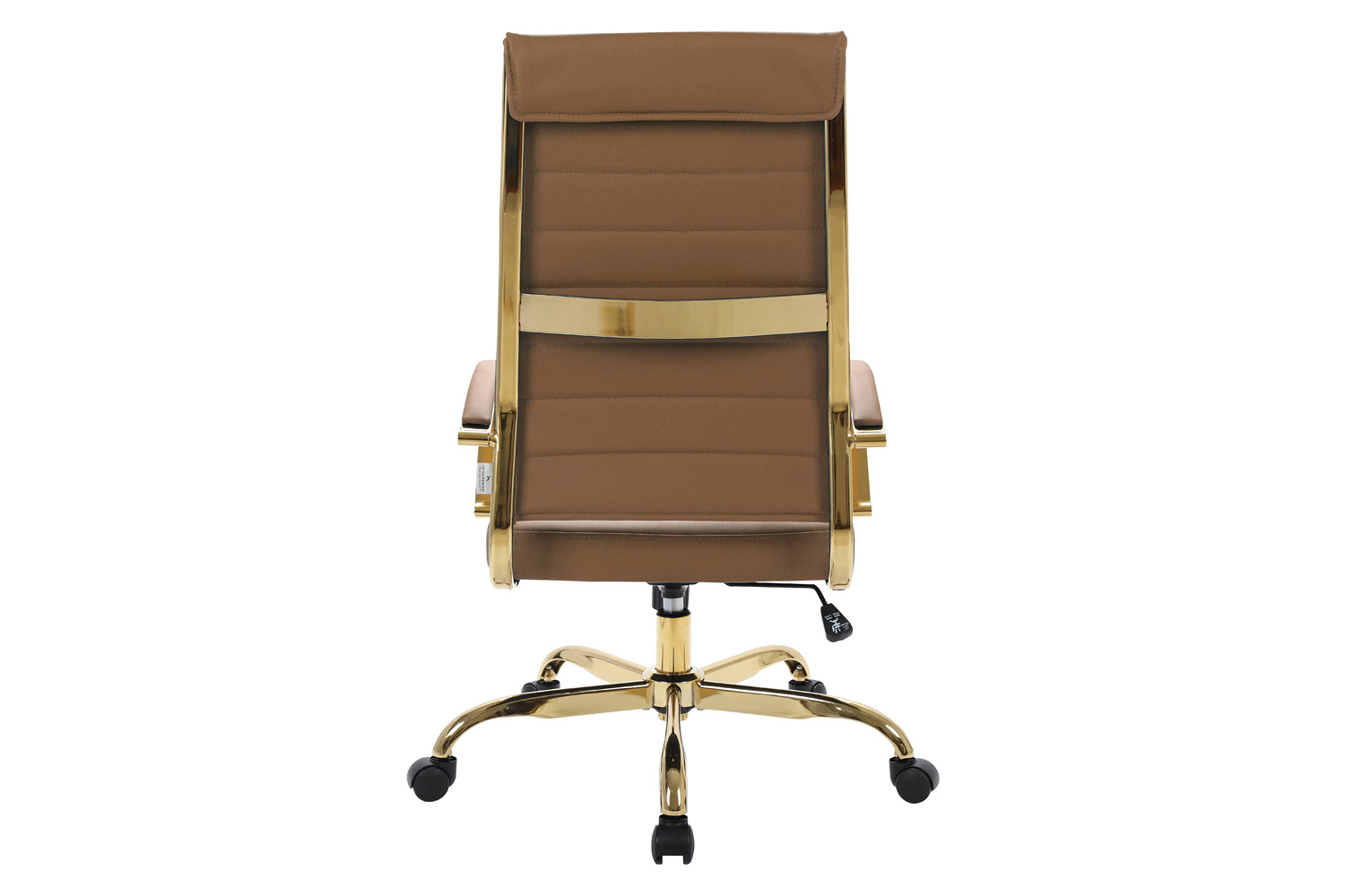 LeisureMod Benmar High-Back Leather Office Chair with Gold Frame - Light Brown