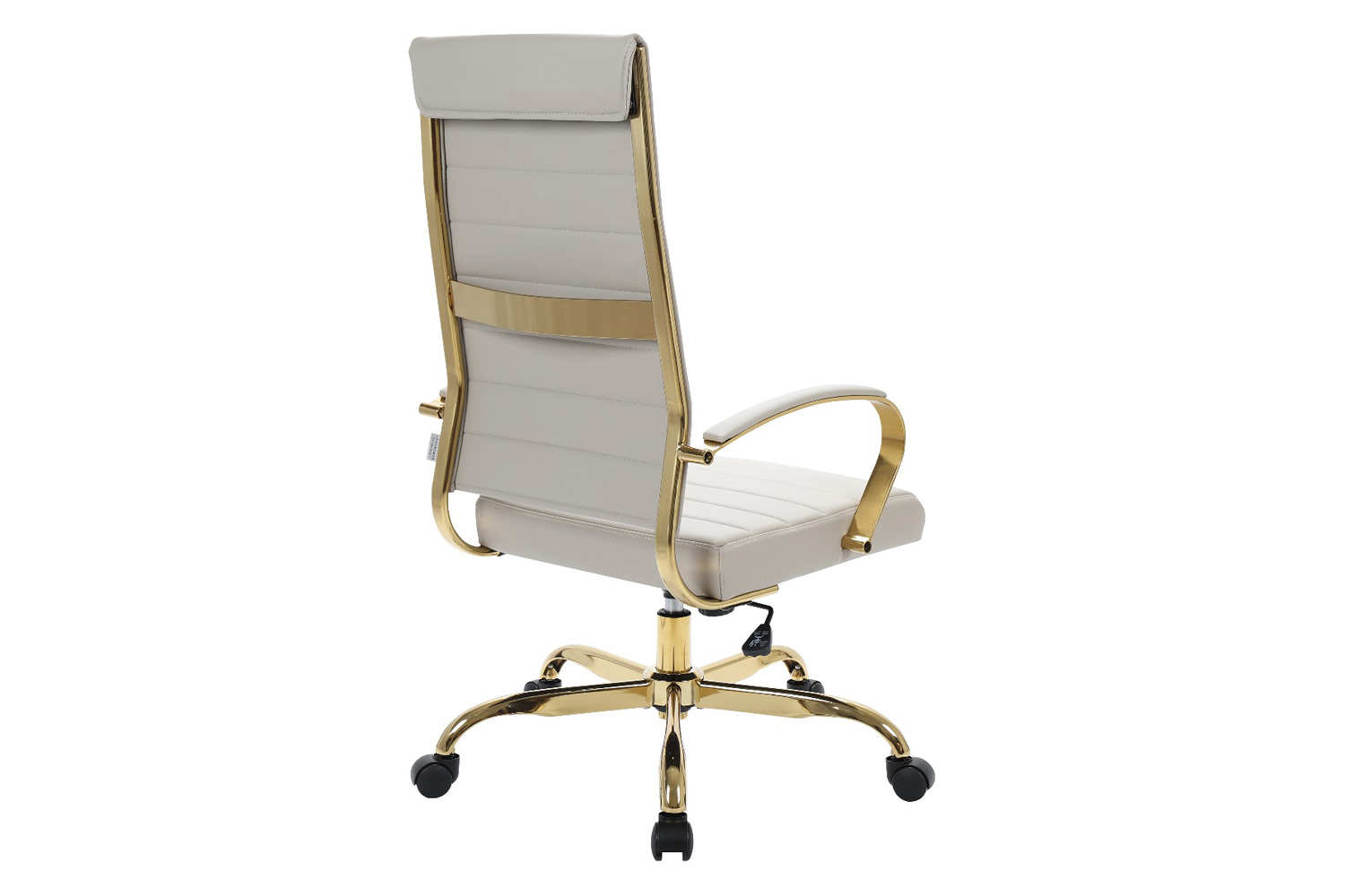 LeisureMod Benmar High-Back Leather Office Chair with Gold Frame - Tan