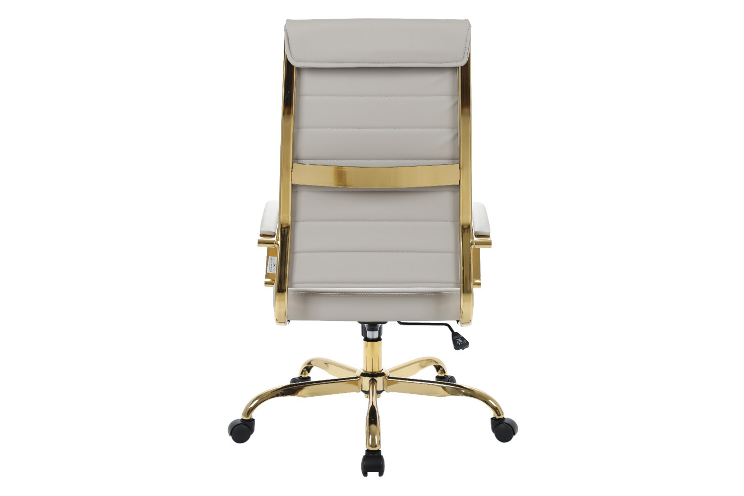 LeisureMod Benmar High-Back Leather Office Chair with Gold Frame - Tan