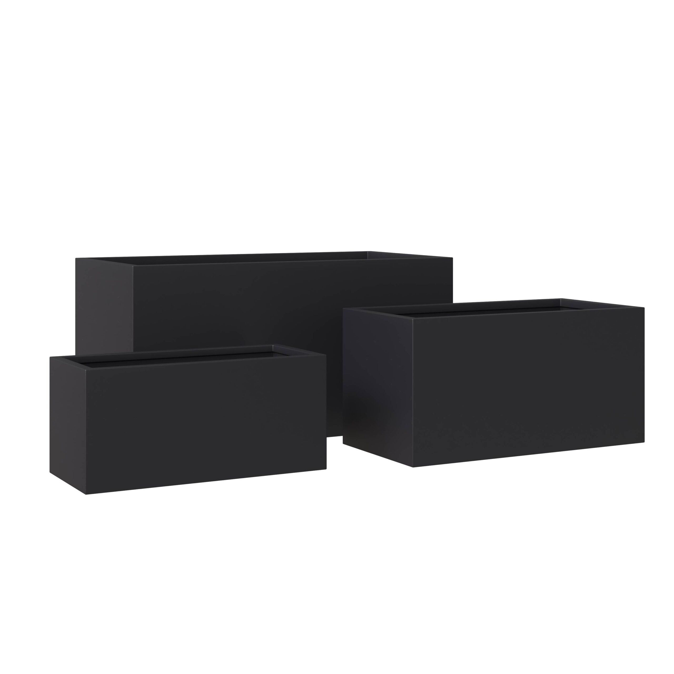 LeisureMod - Bloom Modern Rectangular Planters Pot in Fiberstone and MGO Clay (Set of 3)