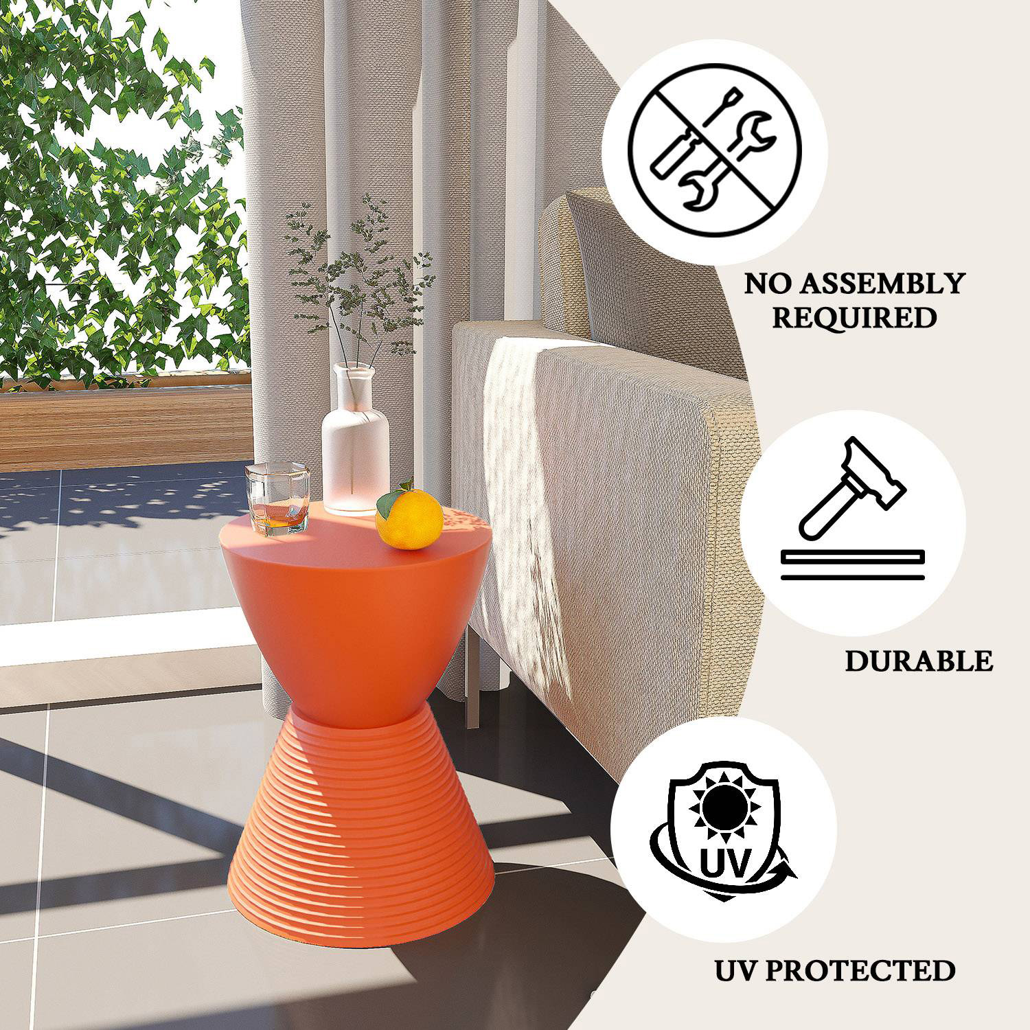 LeisureMod Boyd Modern Round Side End Table - Orange