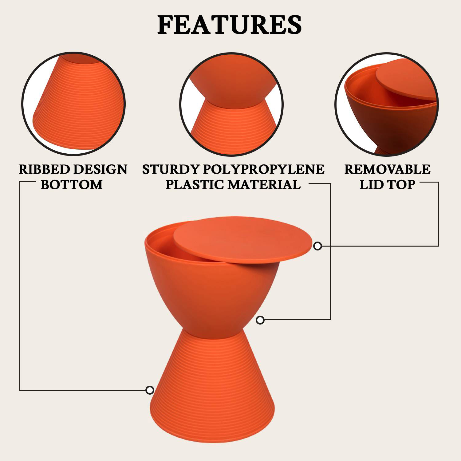 LeisureMod Boyd Modern Round Side End Table - Orange