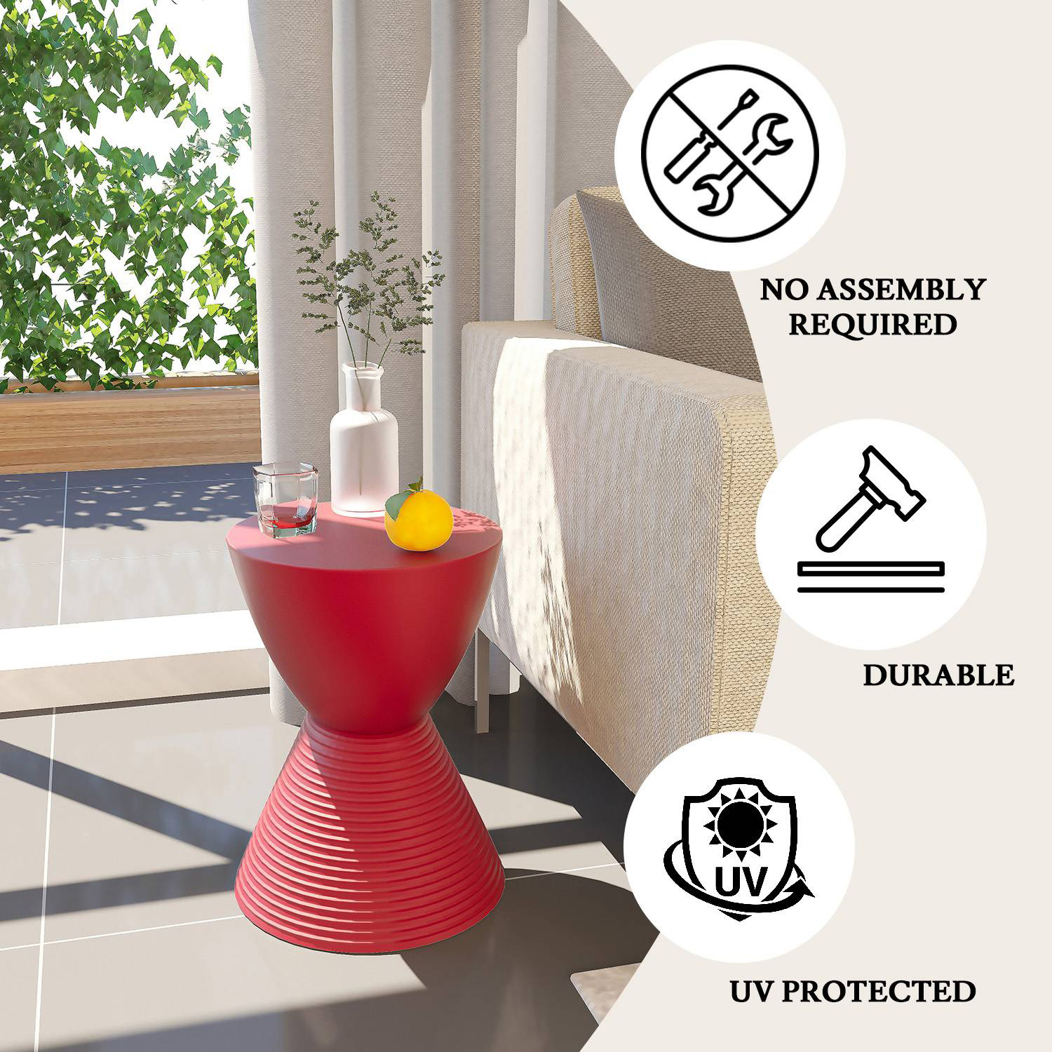 LeisureMod Boyd Modern Round Side End Table - Red