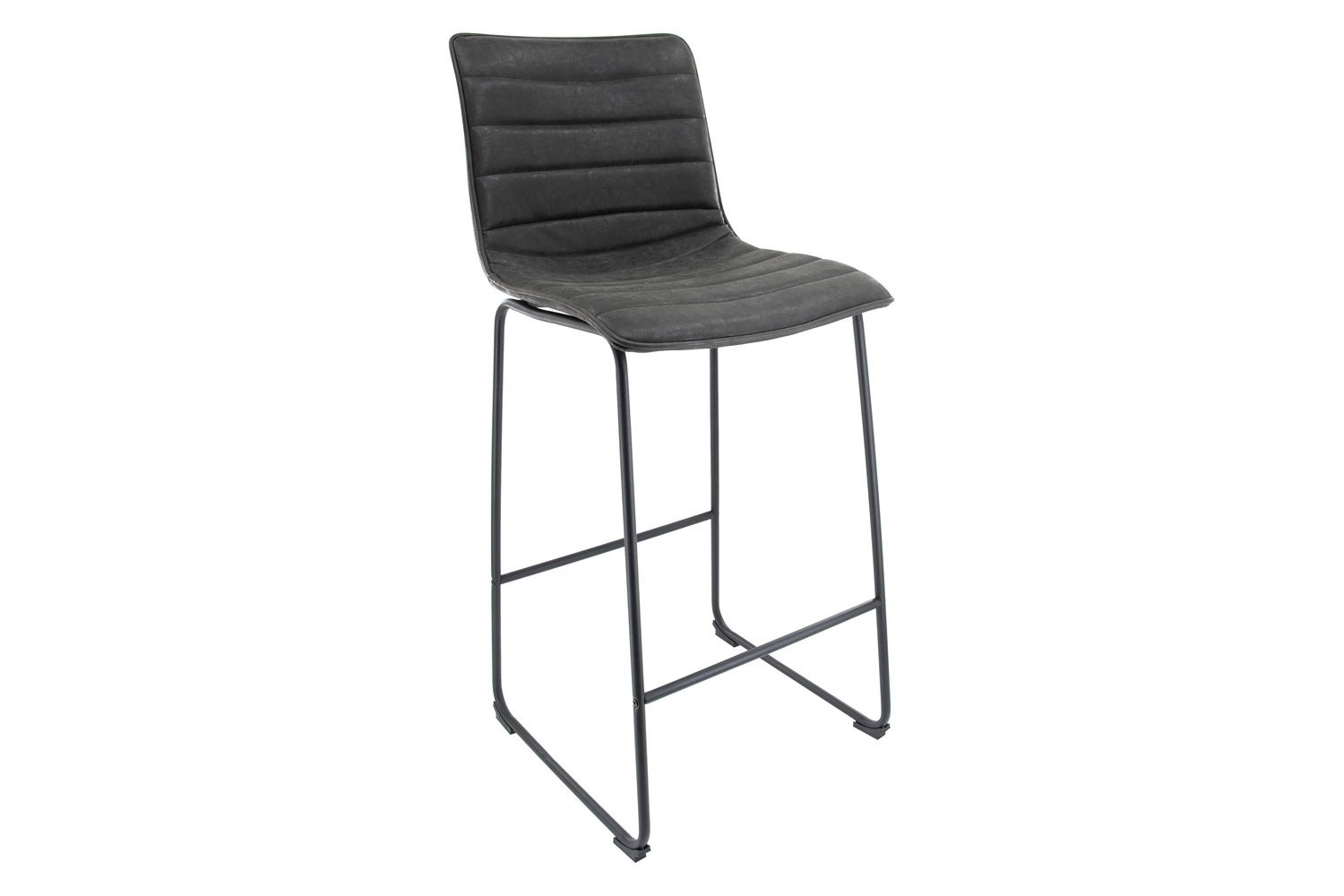 LeisureMod - Brooklyn 29.9" Modern Leather Bar Stool with Black Iron Base and Footrest