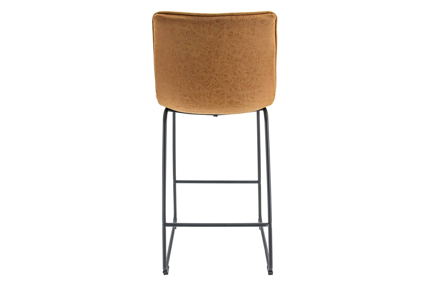 LeisureMod Brooklyn 29.9" Modern Leather Bar Stool with Black Iron Base and Footrest - Light Brown