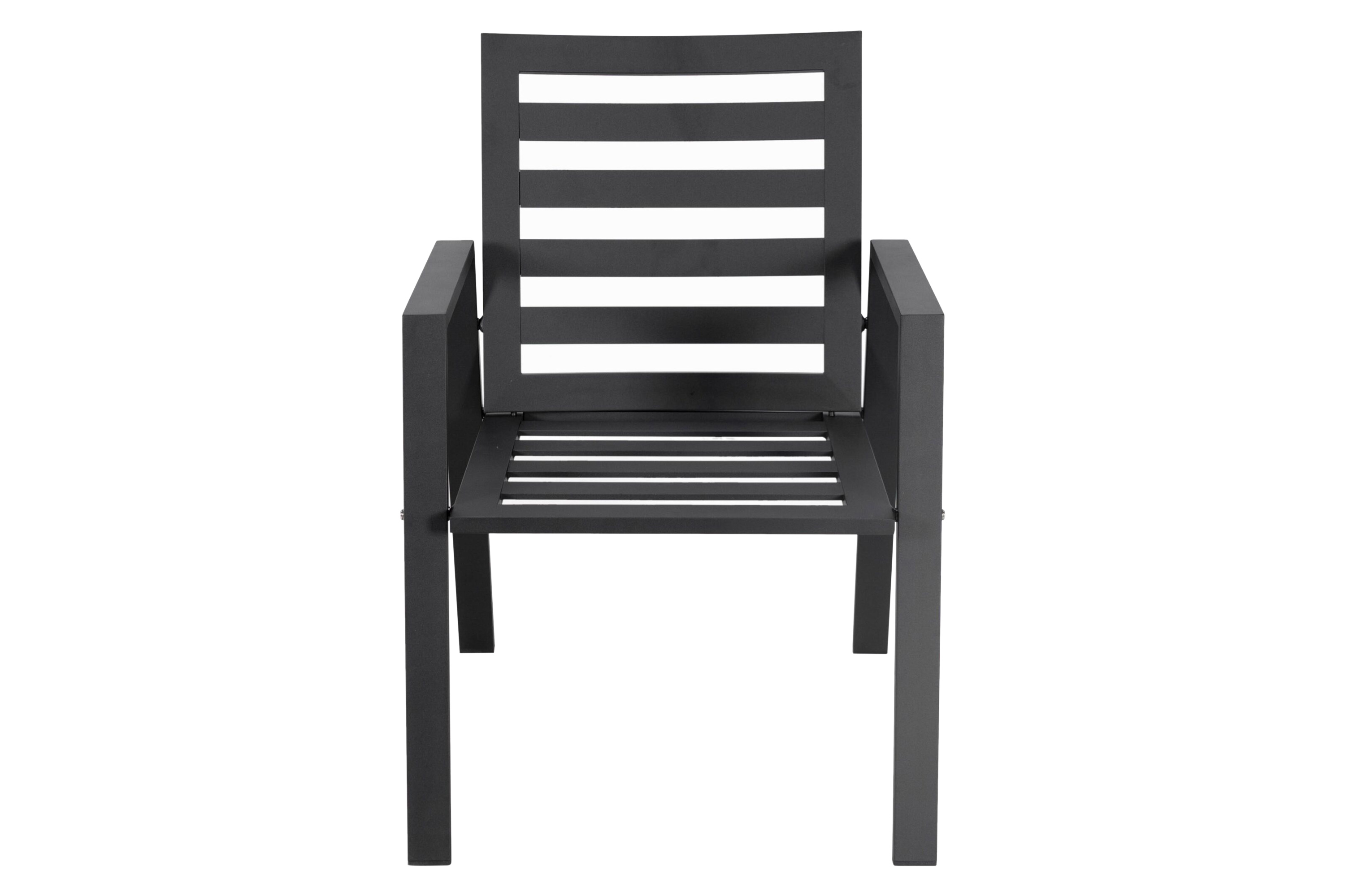 LeisureMod Chelsea Modern 7-Piece Outdoor Dining Set in Black Aluminum with Removable Cushions - Charcoal Black