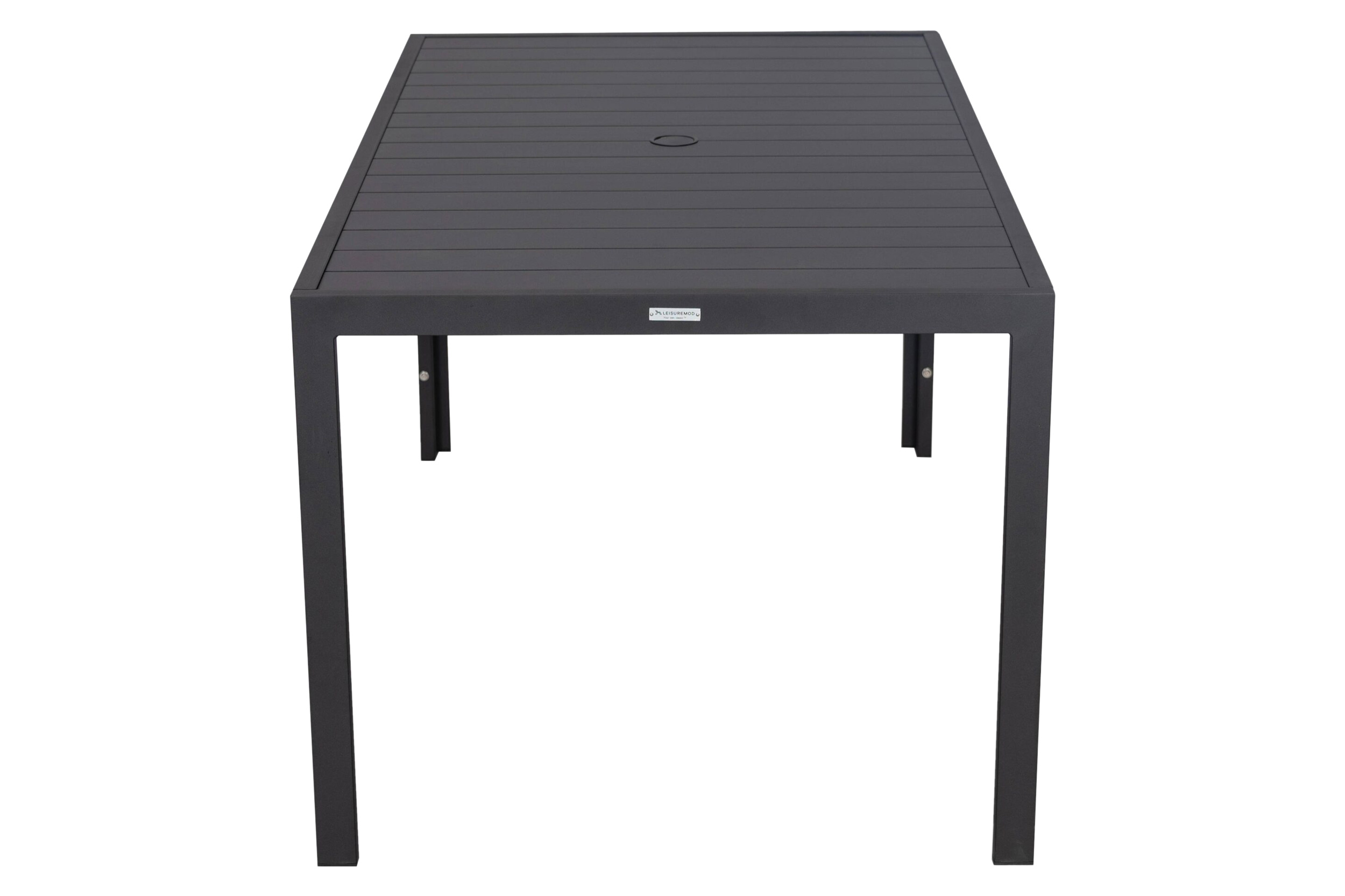 LeisureMod Chelsea Modern 7-Piece Outdoor Dining Set in Black Aluminum with Removable Cushions - Charcoal Black