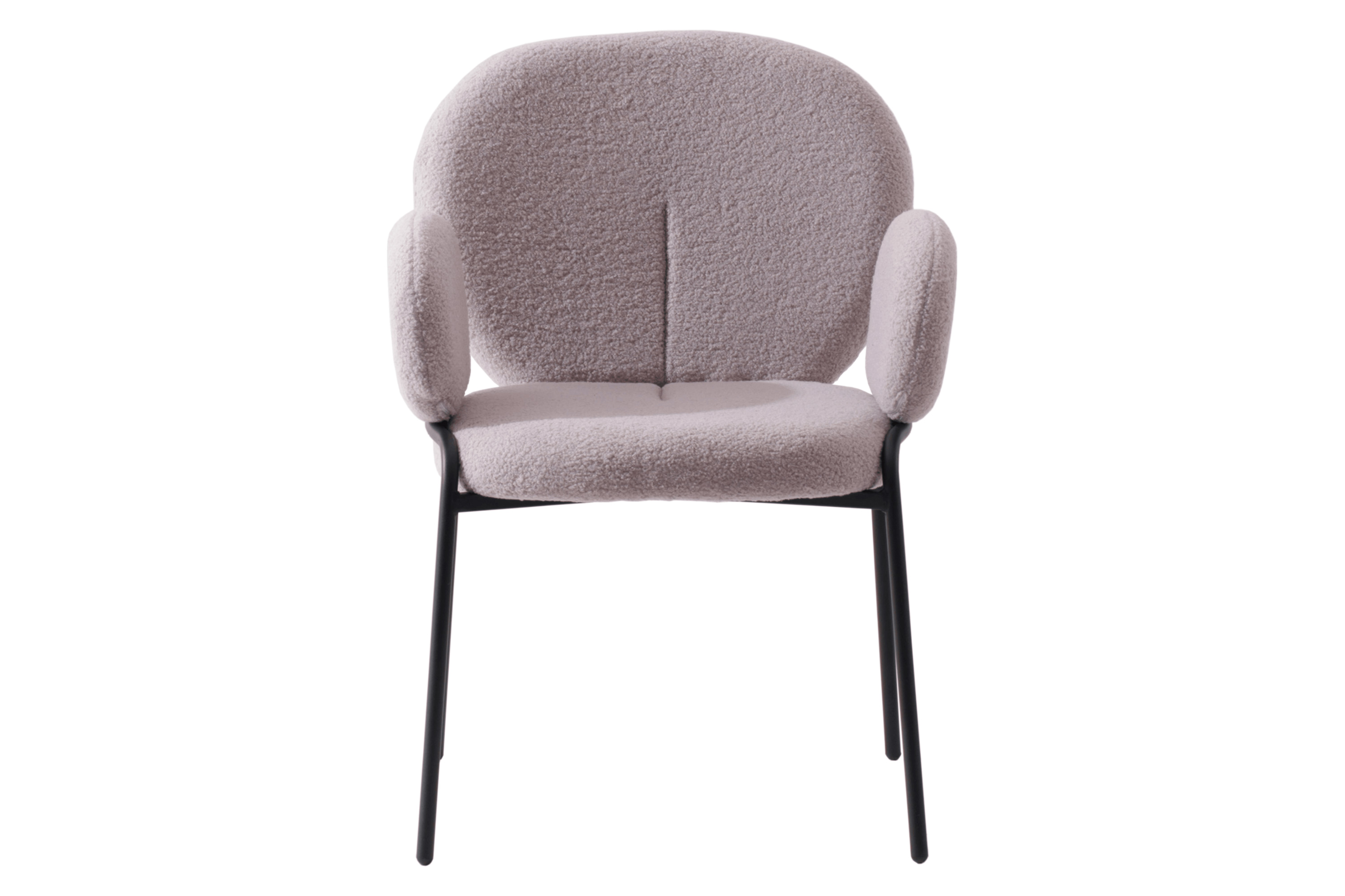 LeisureMod - Celestial Modern Boucle Dining Chair with Black Powder-Coated Iron Frame