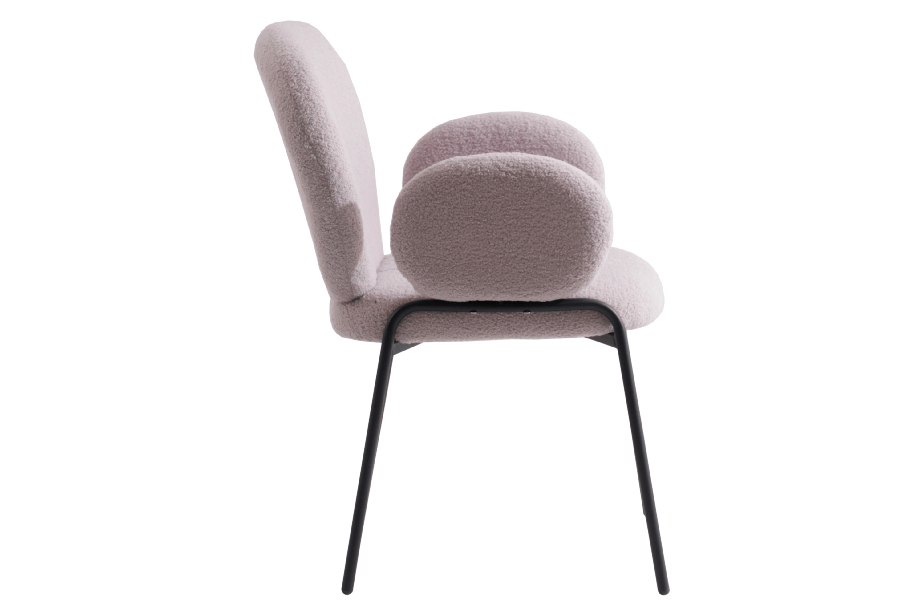LeisureMod Celestial Modern Boucle Dining Chair with Black Powder-Coated Iron Frame - Gray
