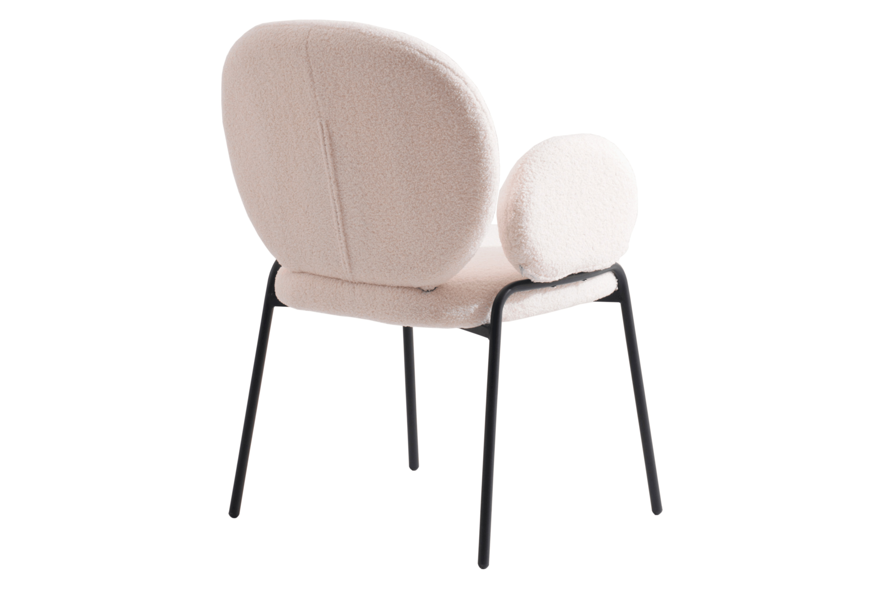 LeisureMod Celestial Modern Boucle Dining Chair with Black Powder-Coated Iron Frame - White