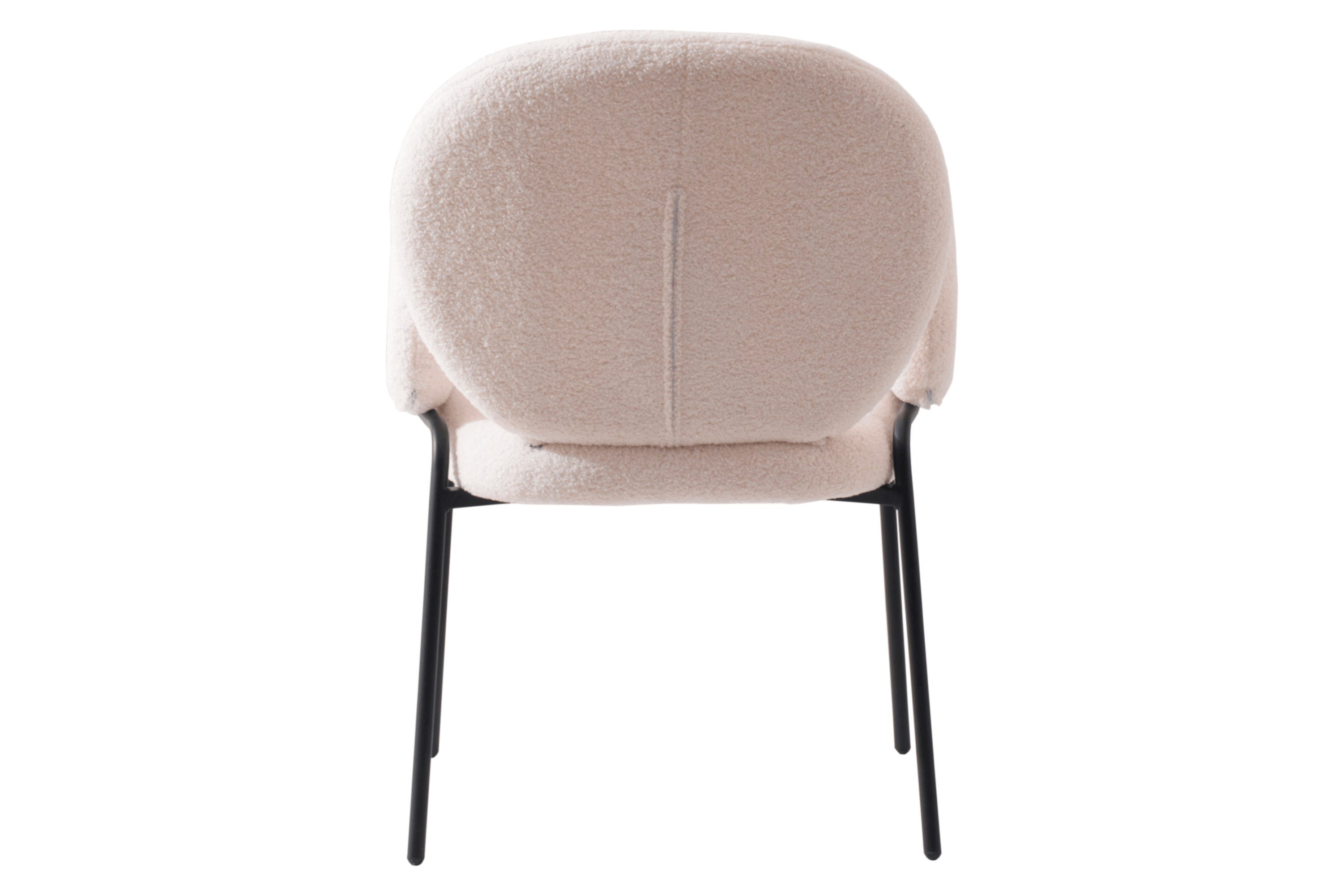 LeisureMod Celestial Modern Boucle Dining Chair with Black Powder-Coated Iron Frame - White
