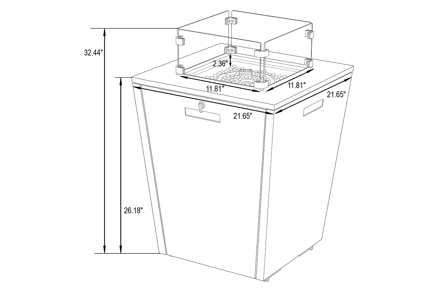 LeisureMod Chelsea Aluminum Patio Modern Propane Fire Pit Side Table - Gray