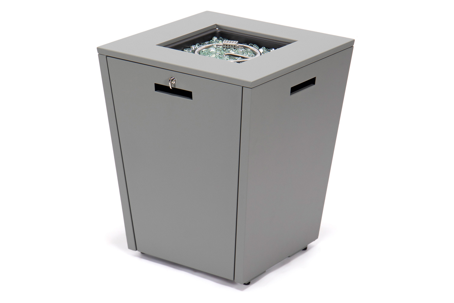 LeisureMod Chelsea Aluminum Patio Modern Propane Fire Pit Side Table - Gray